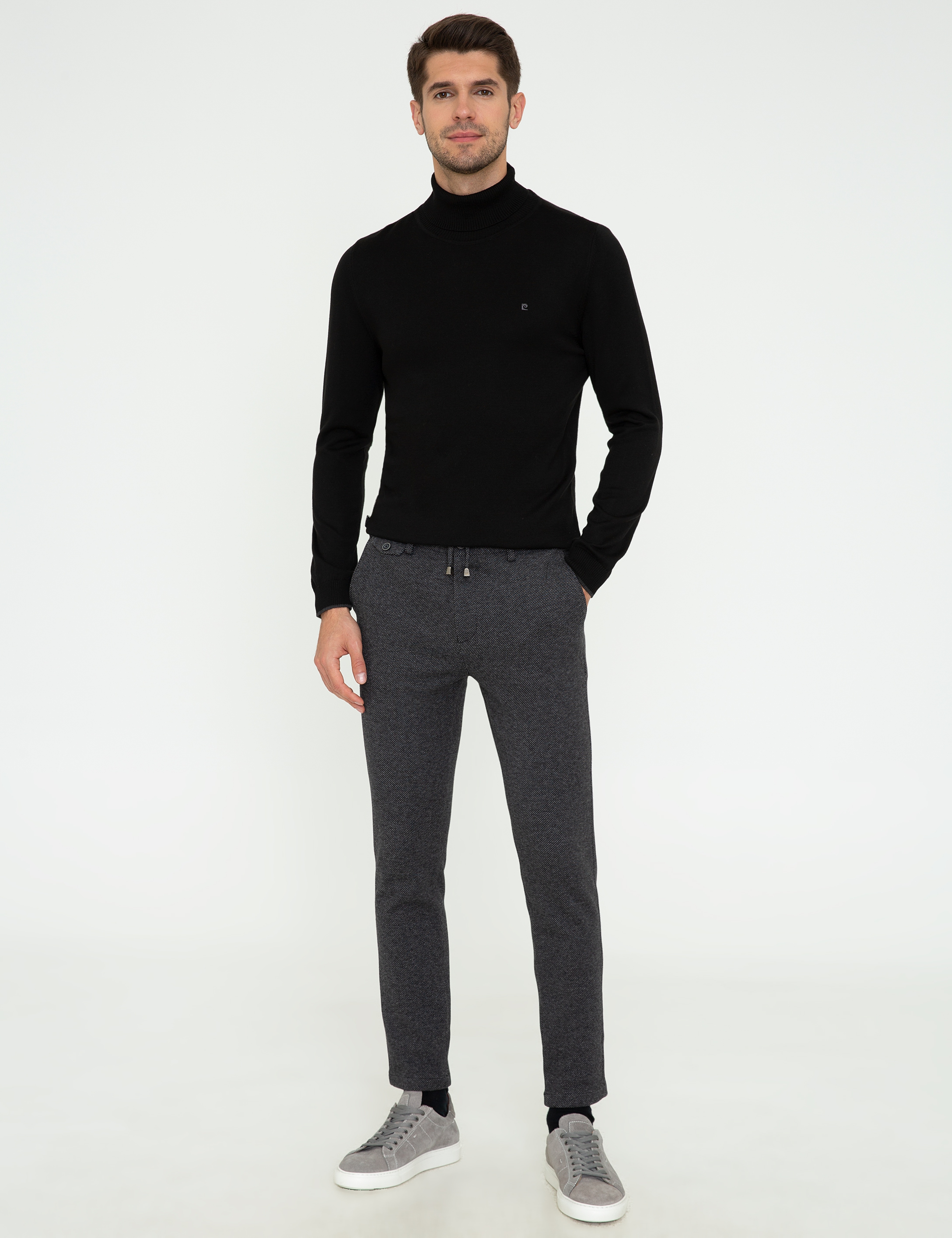 Siyah Slim Fit Balıkçı Yaka Basic Triko Kazak - Image 5
