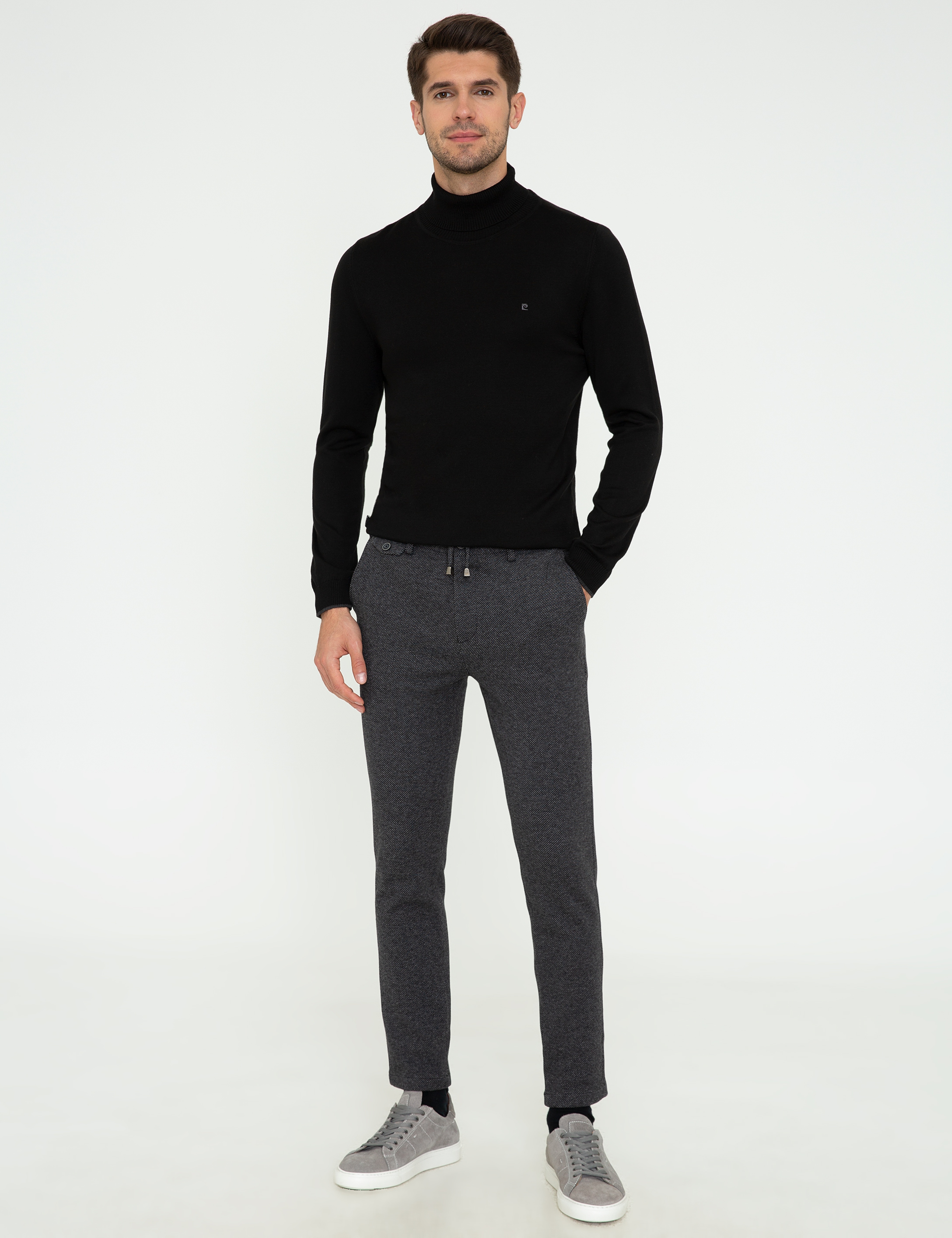Siyah Slim Fit Balıkçı Yaka Basic Triko Kazak