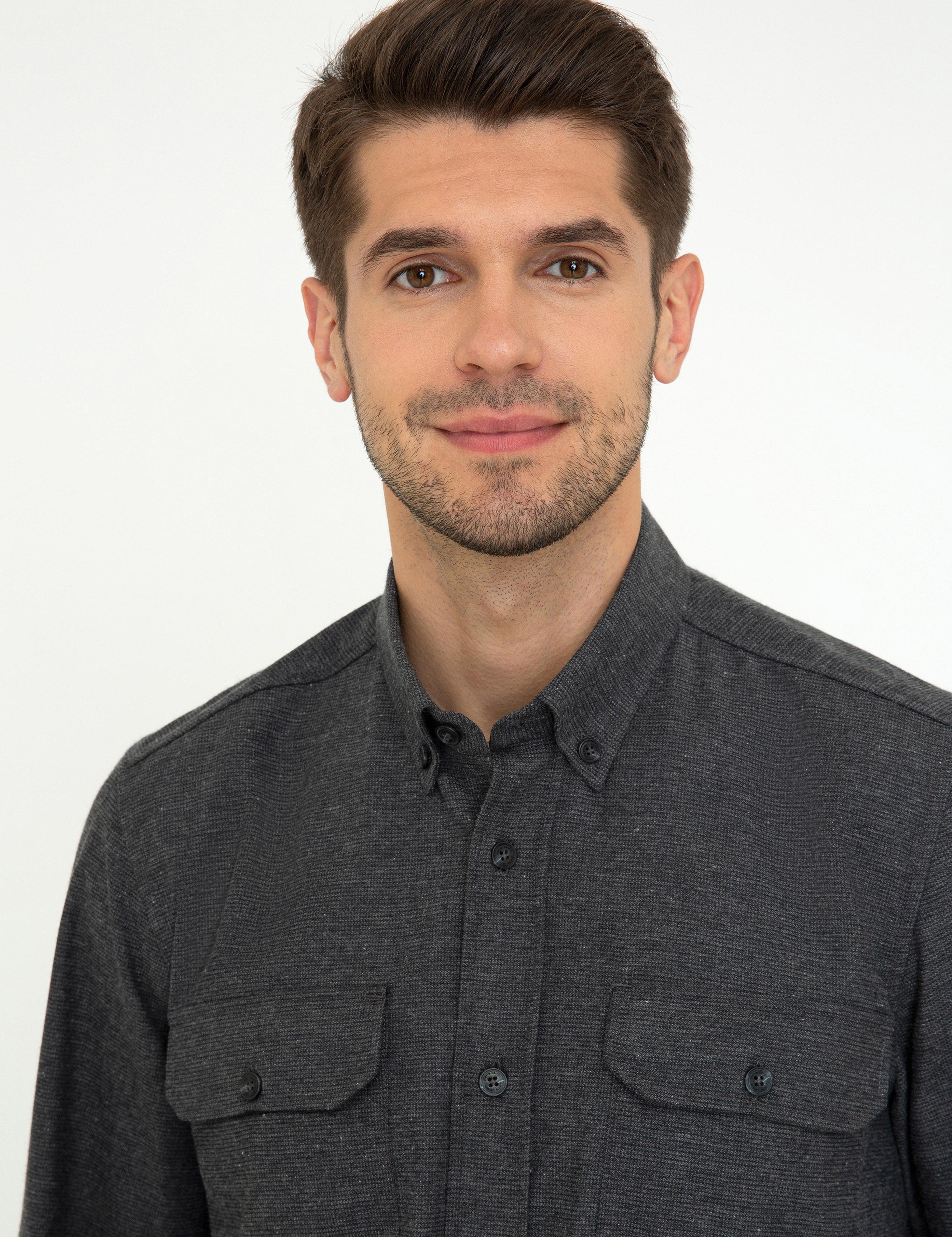 Siyah Comfort Fit Uzun Kollu Gömlek