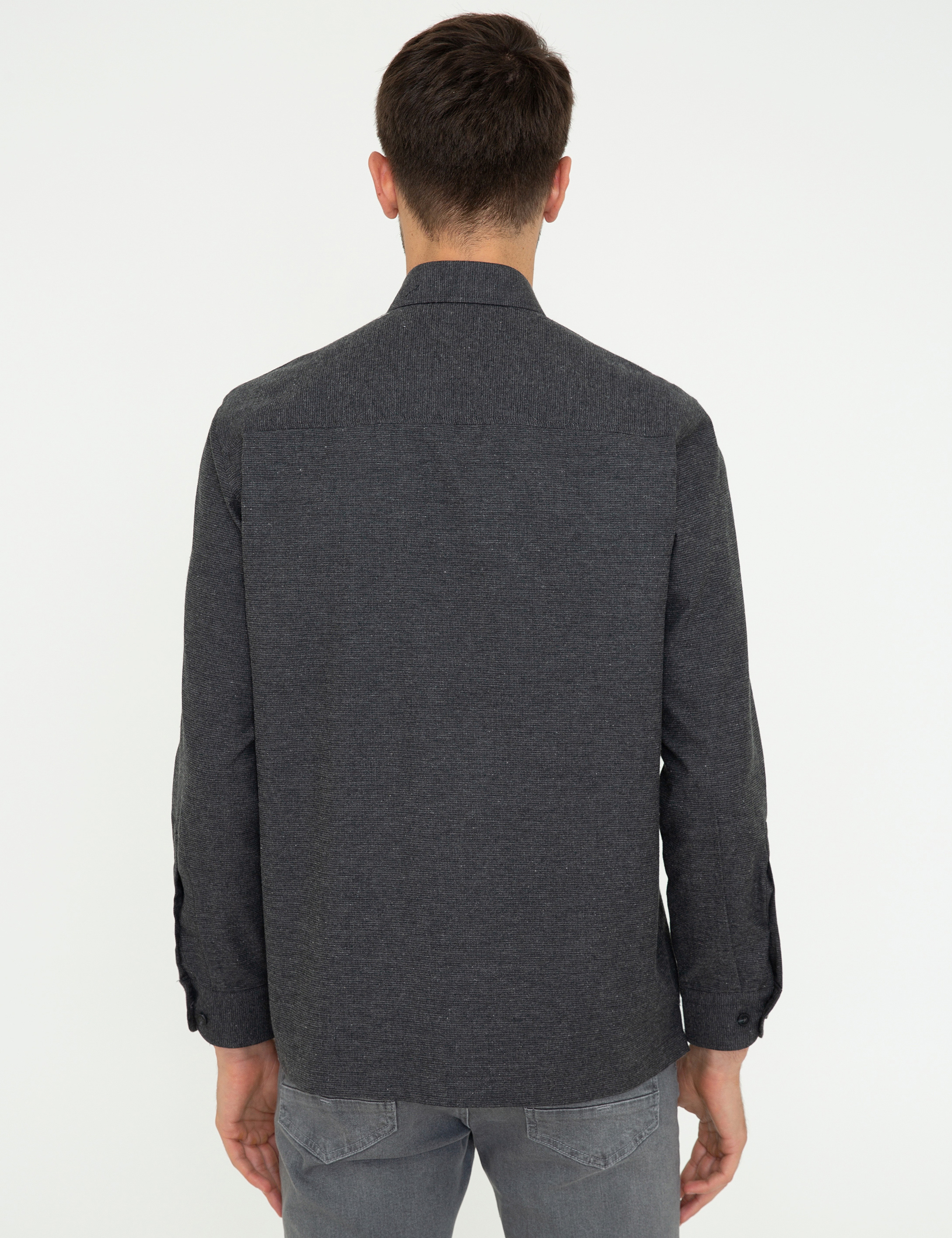 Siyah Comfort Fit Uzun Kollu Gömlek - Image 3
