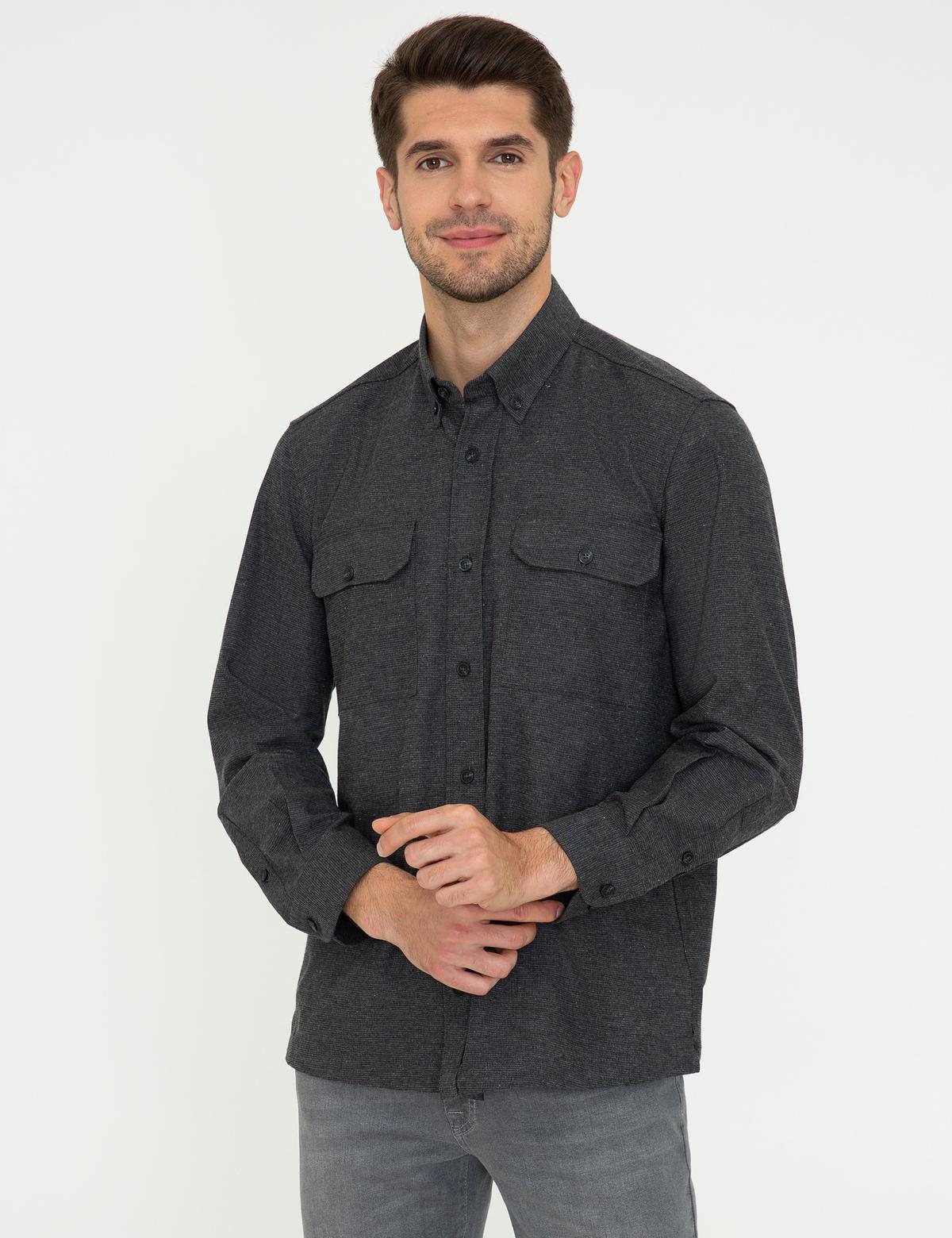 Siyah Comfort Fit Uzun Kollu Gömlek