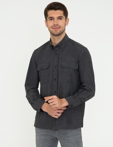Siyah Comfort Fit Uzun Kollu Gömlek