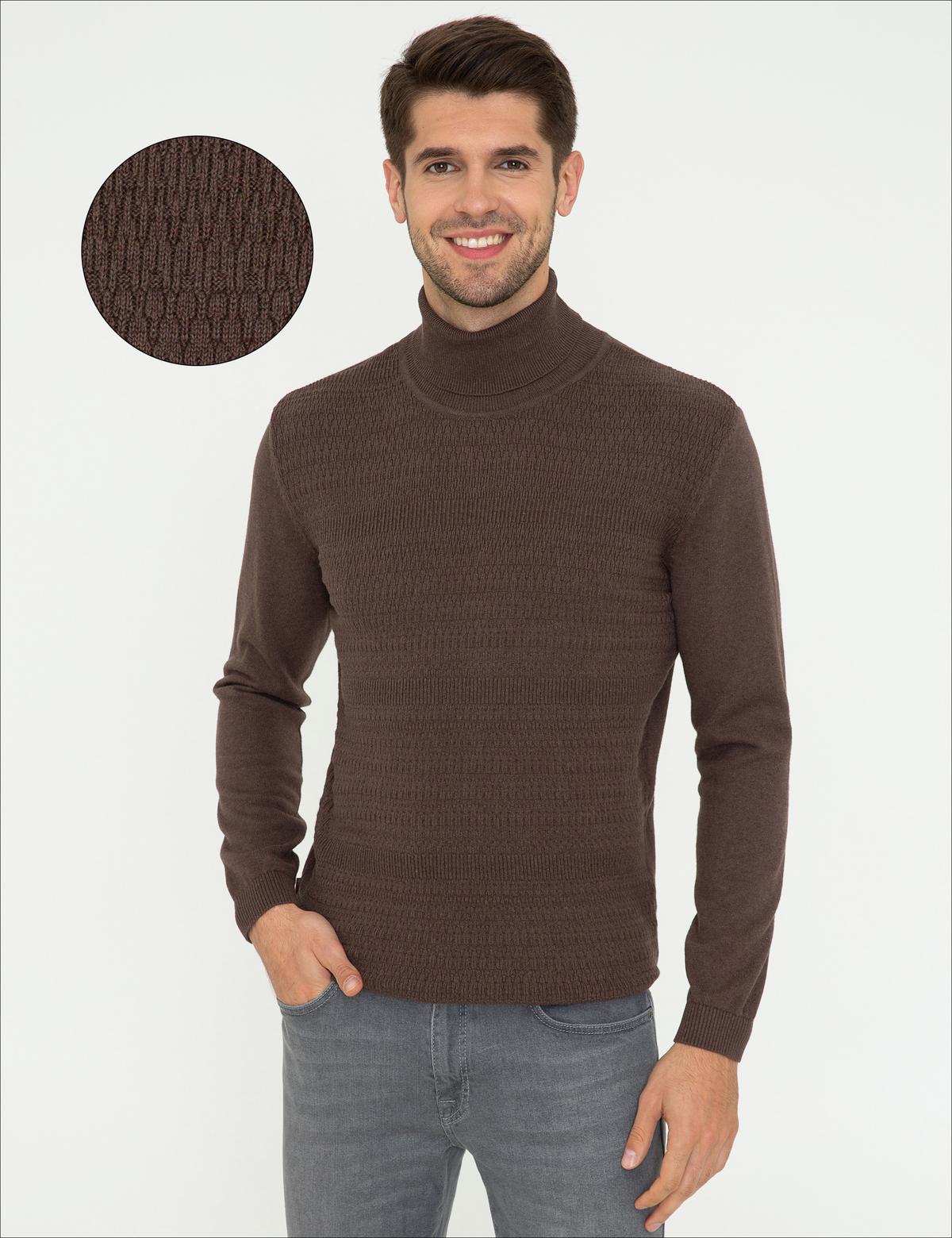 Açık Kahverengi Slim Fit Kazak