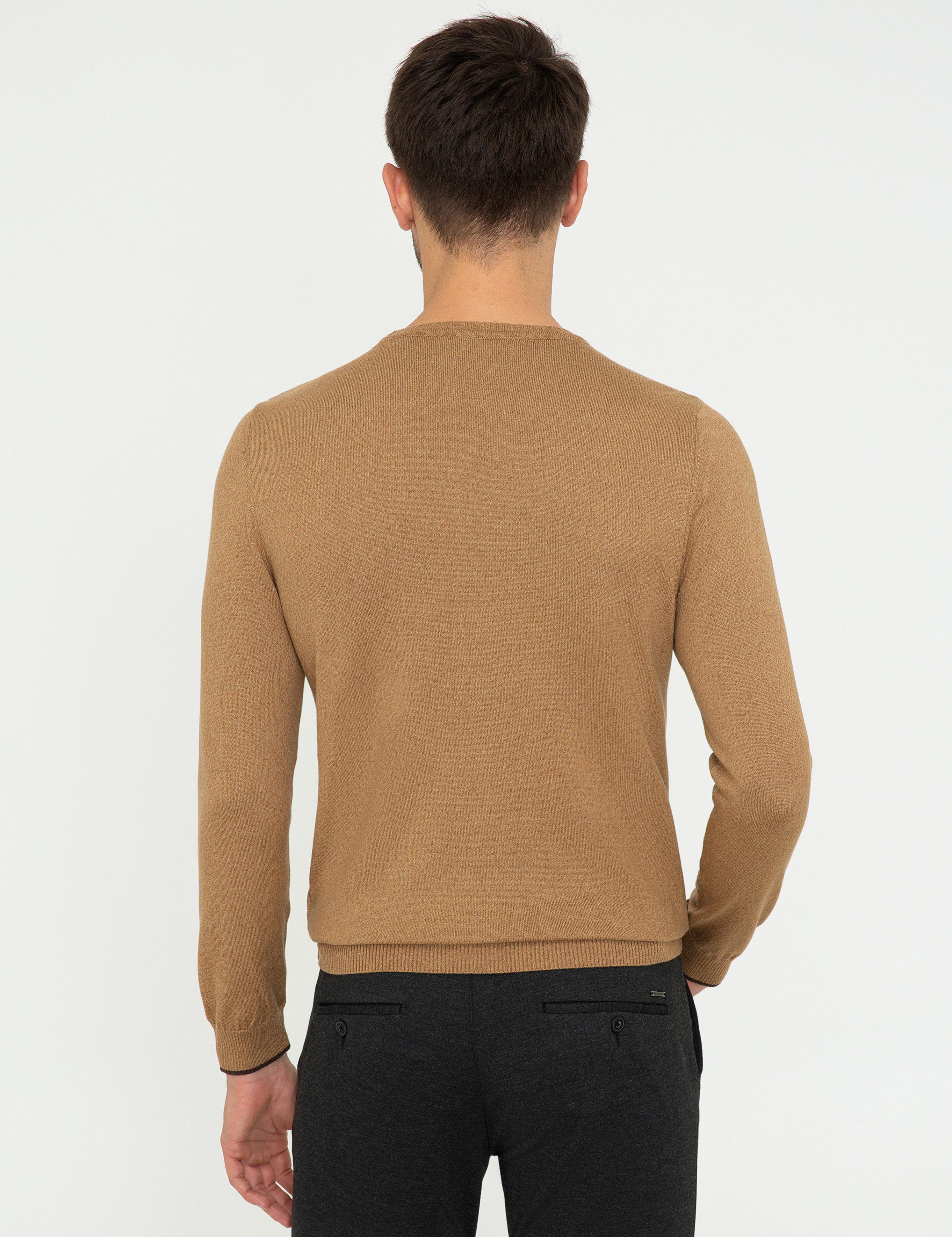 Camel Melanj Slim Fit Bisiklet Yaka Basic Triko Kazak