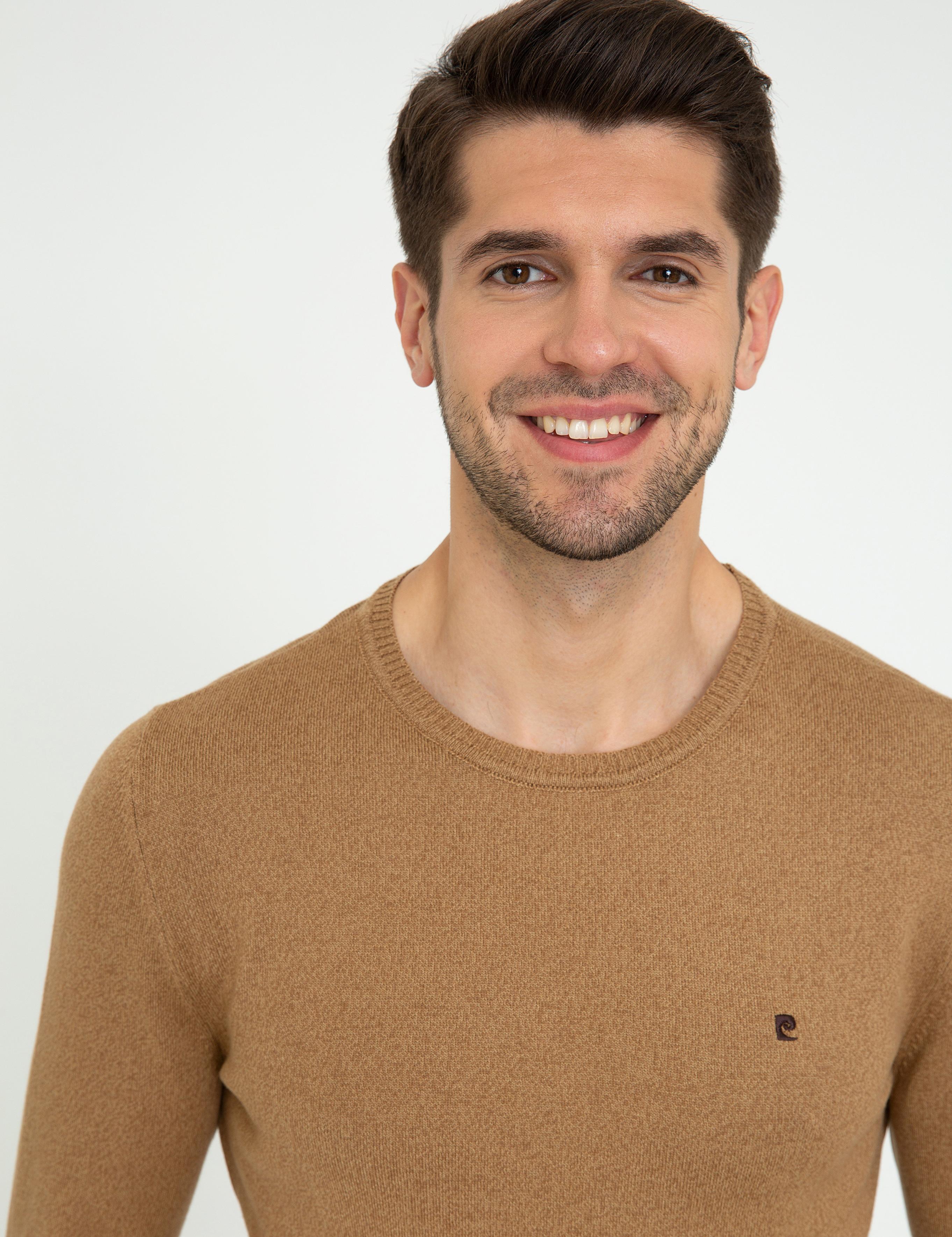 Camel Melanj Slim Fit Bisiklet Yaka Basic Triko Kazak