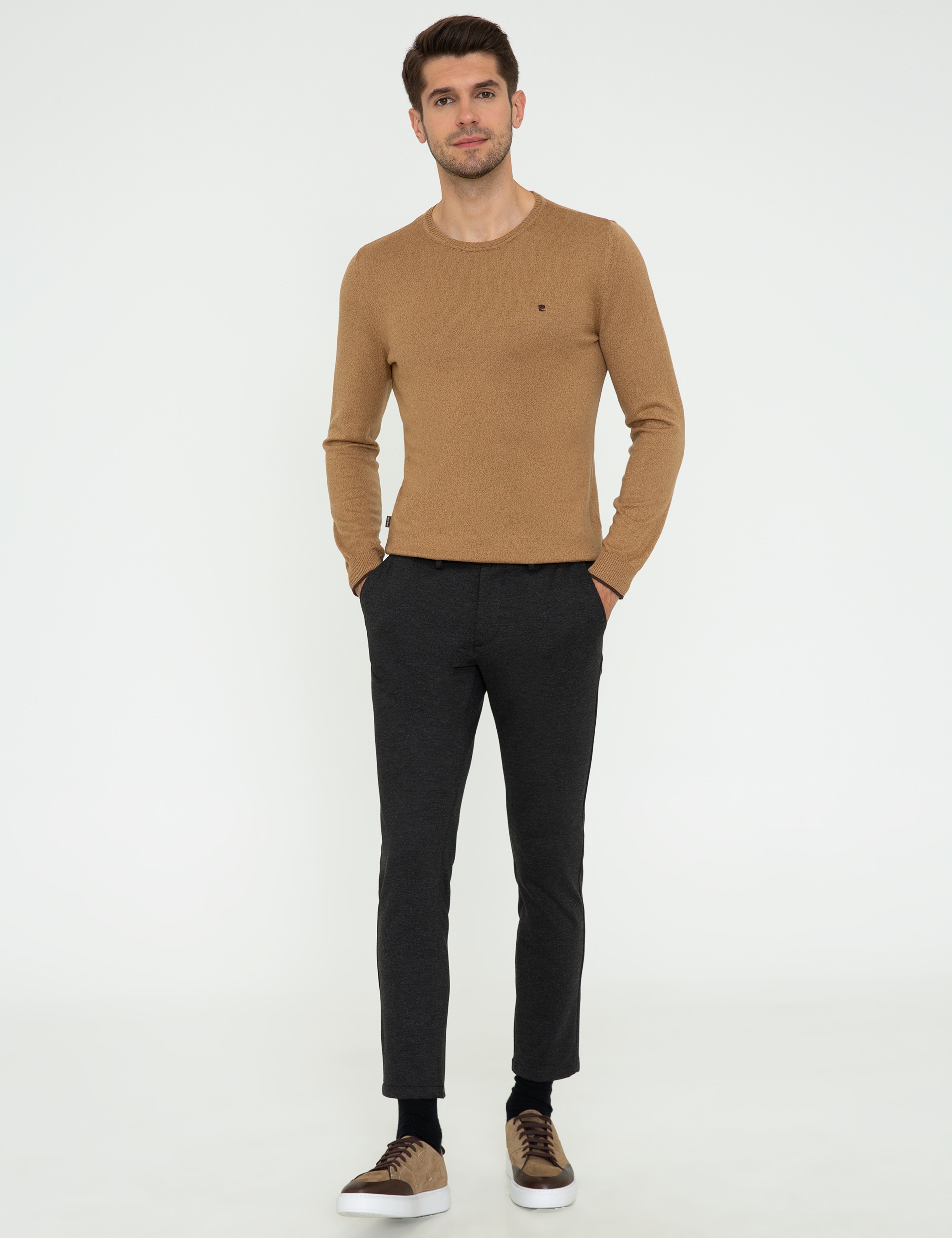 Camel Melanj Slim Fit Bisiklet Yaka Basic Triko Kazak