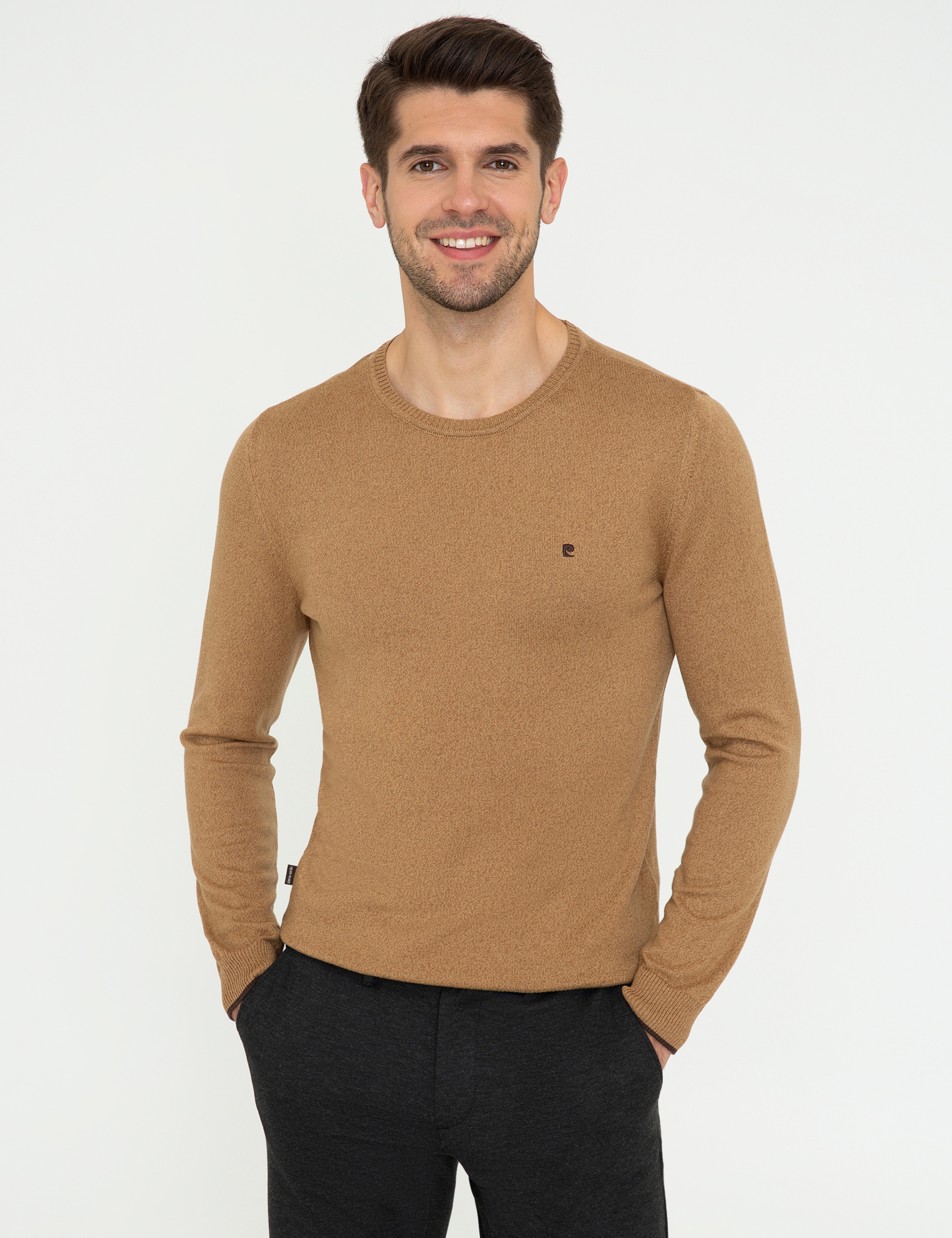 Camel Melanj Slim Fit Bisiklet Yaka Basic Triko Kazak - Image 1