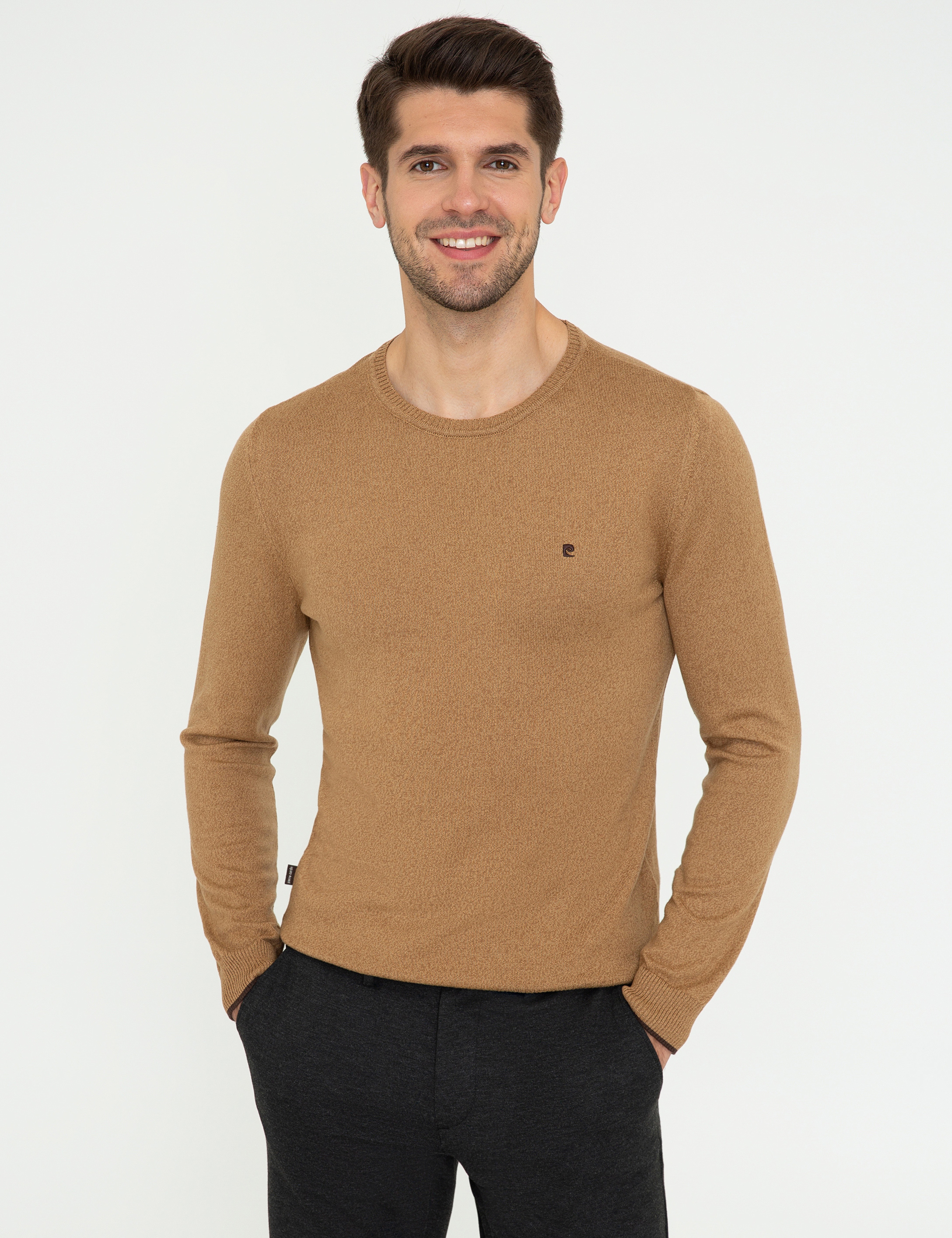 Camel Melanj Slim Fit Bisiklet Yaka Basic Triko Kazak