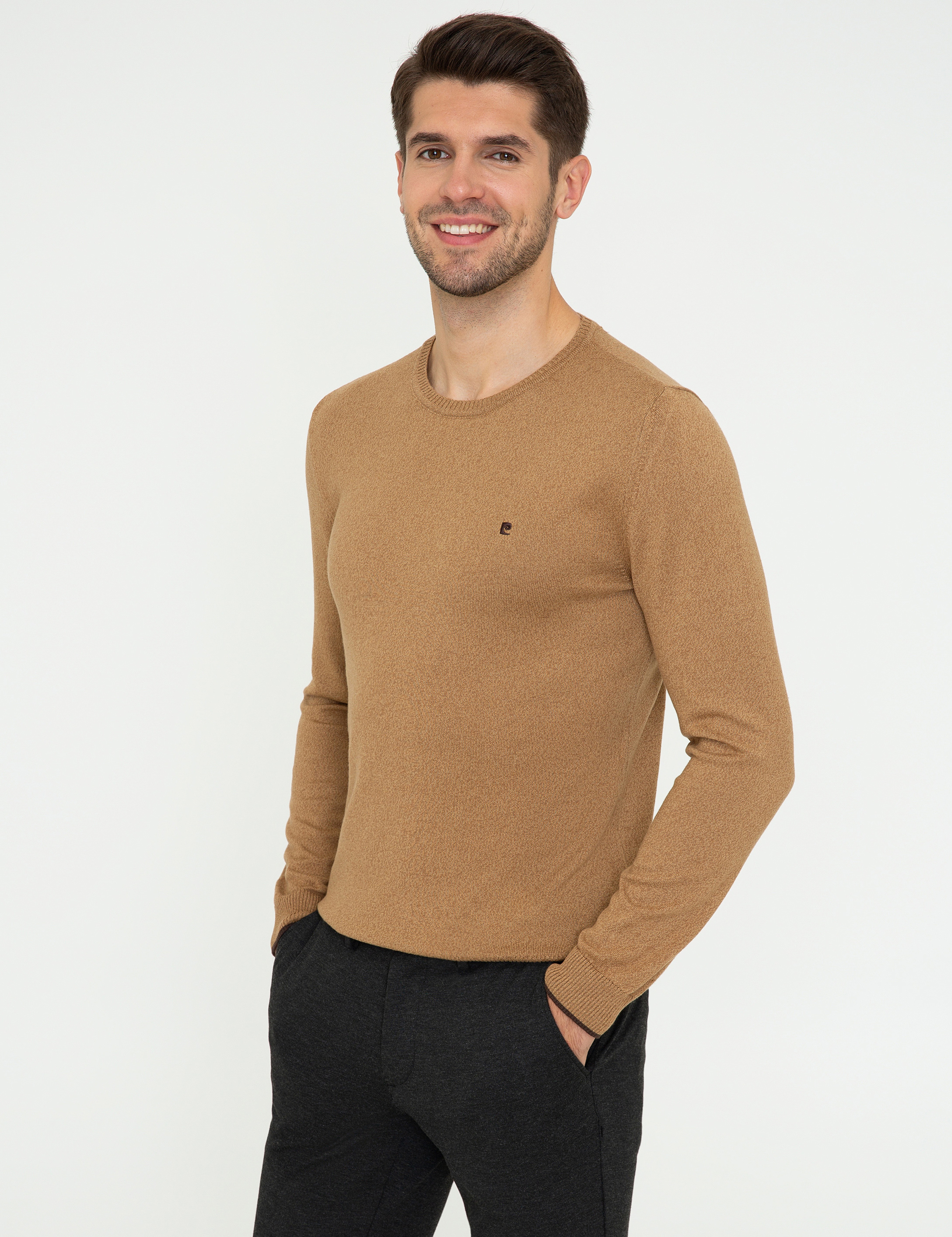 Camel Melanj Slim Fit Bisiklet Yaka Basic Triko Kazak - Image 3