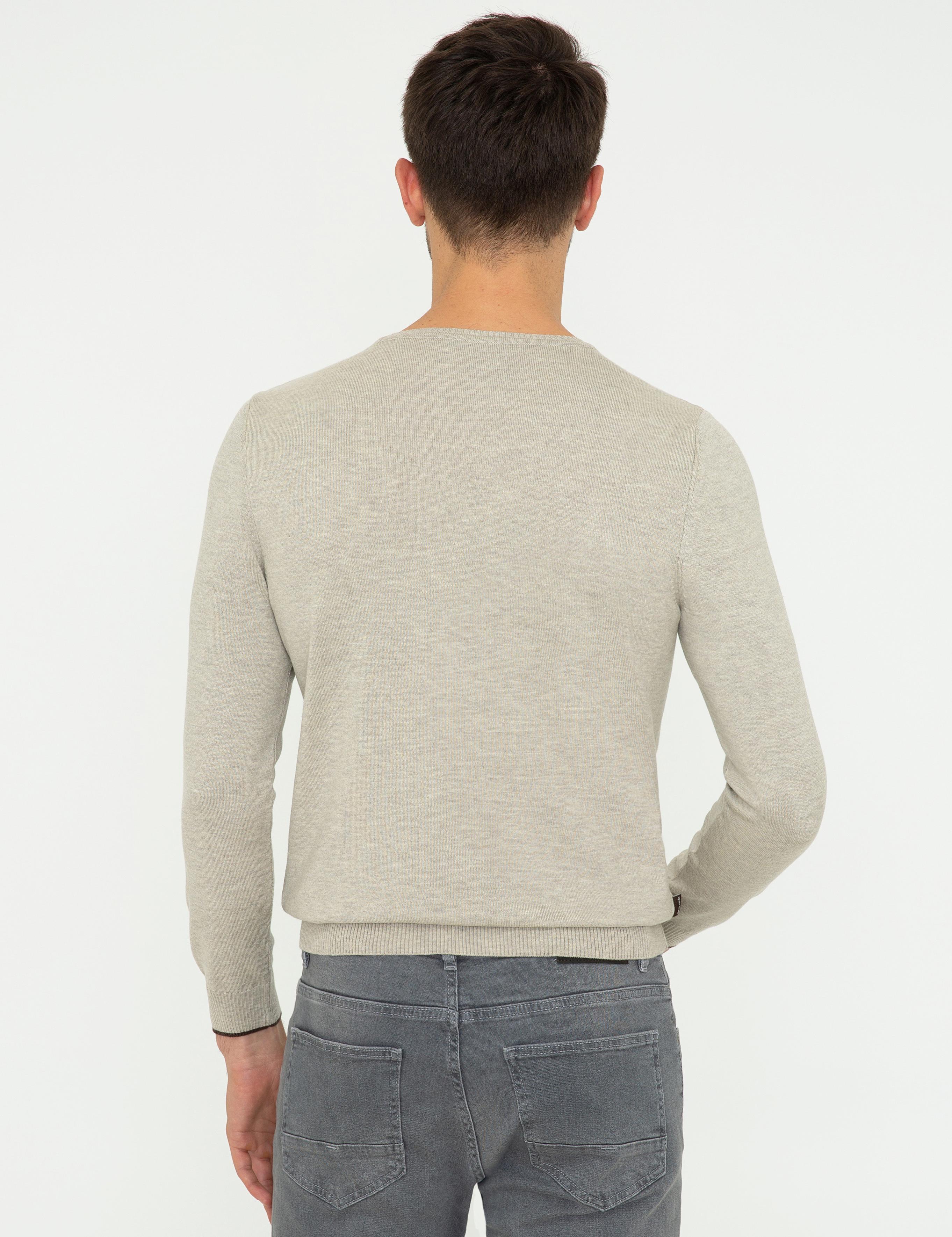 Kum Melanj Slim Fit Bisiklet Yaka Basic Triko Kazak