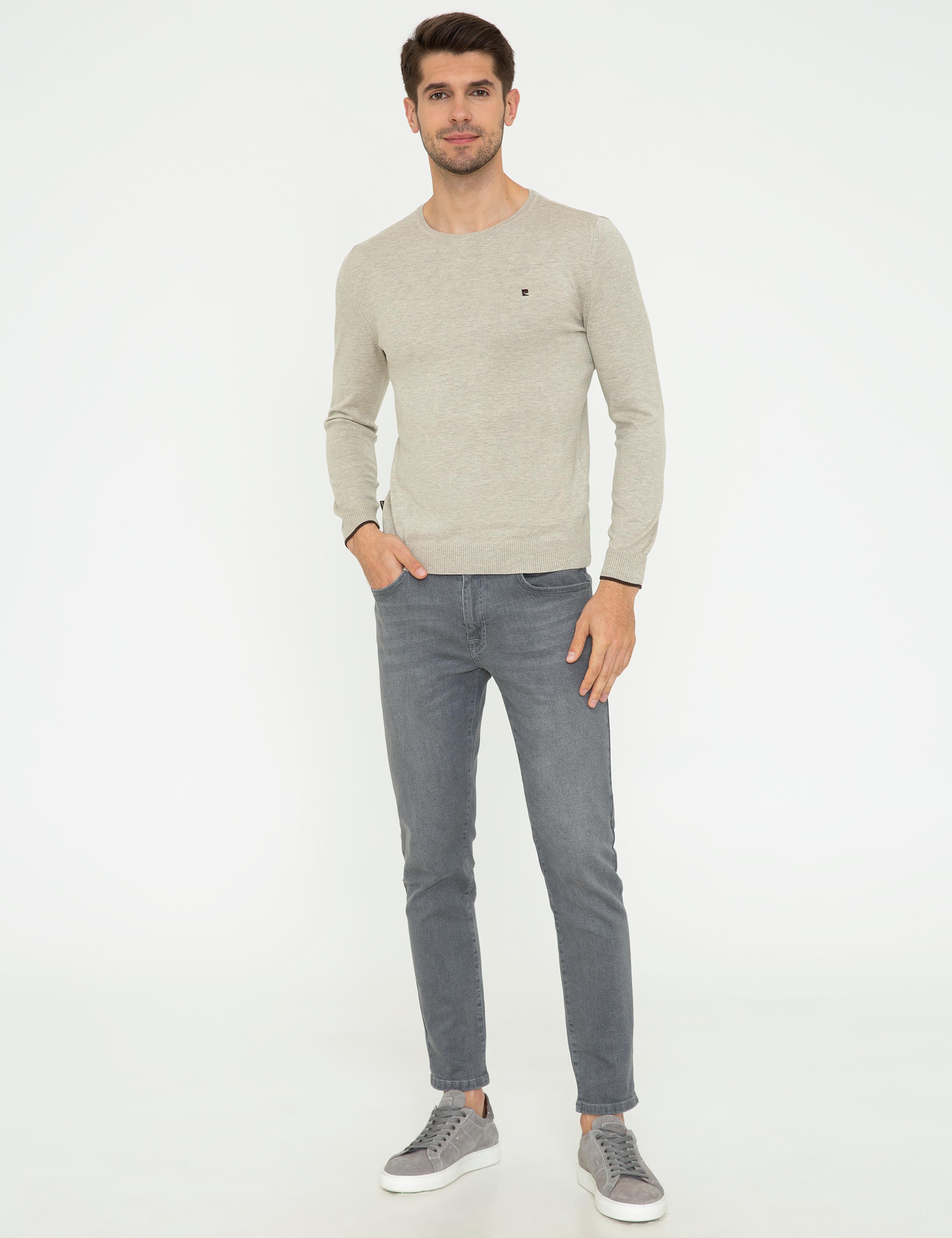 Kum Melanj Slim Fit Bisiklet Yaka Basic Triko Kazak