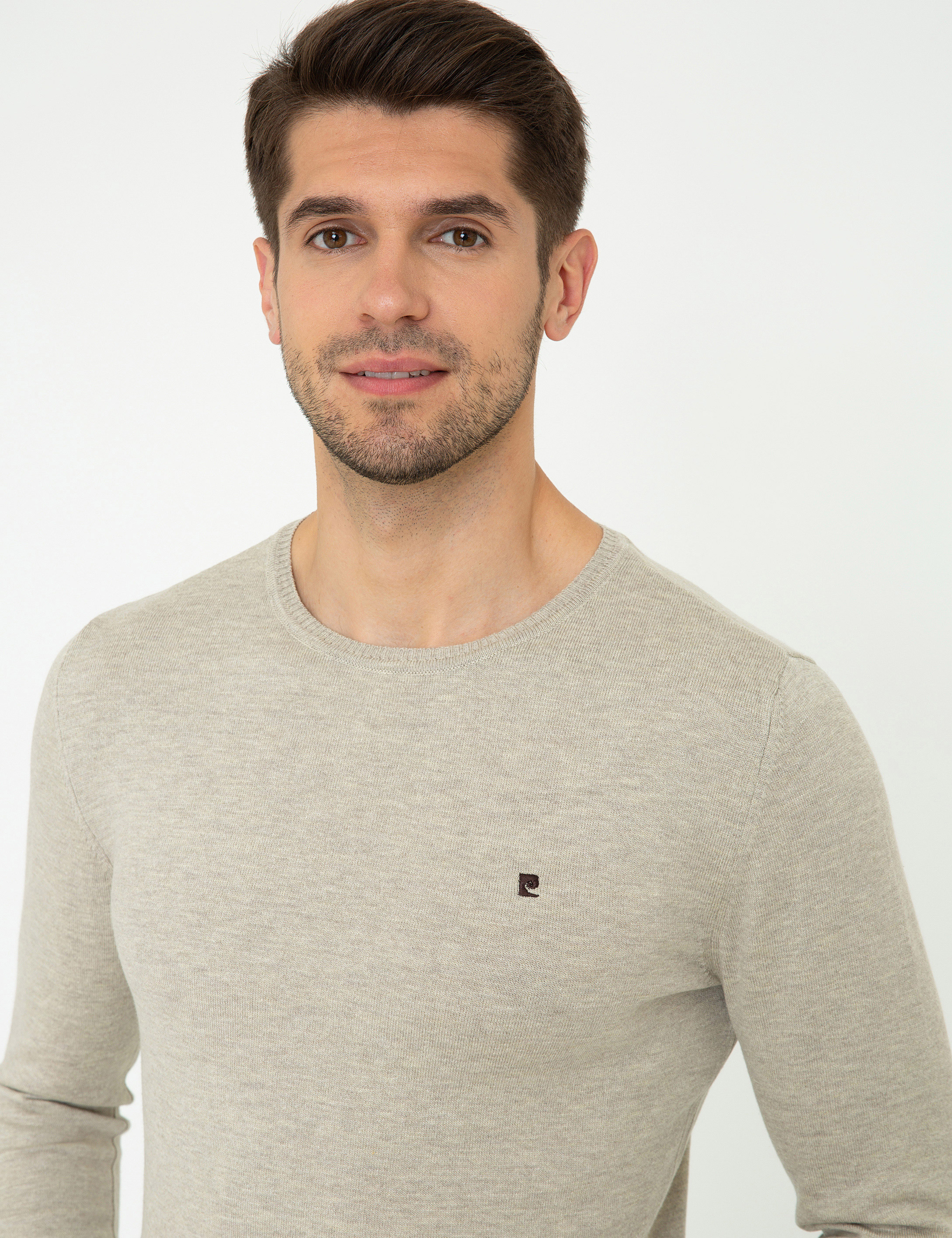 Kum Melanj Slim Fit Bisiklet Yaka Basic Triko Kazak