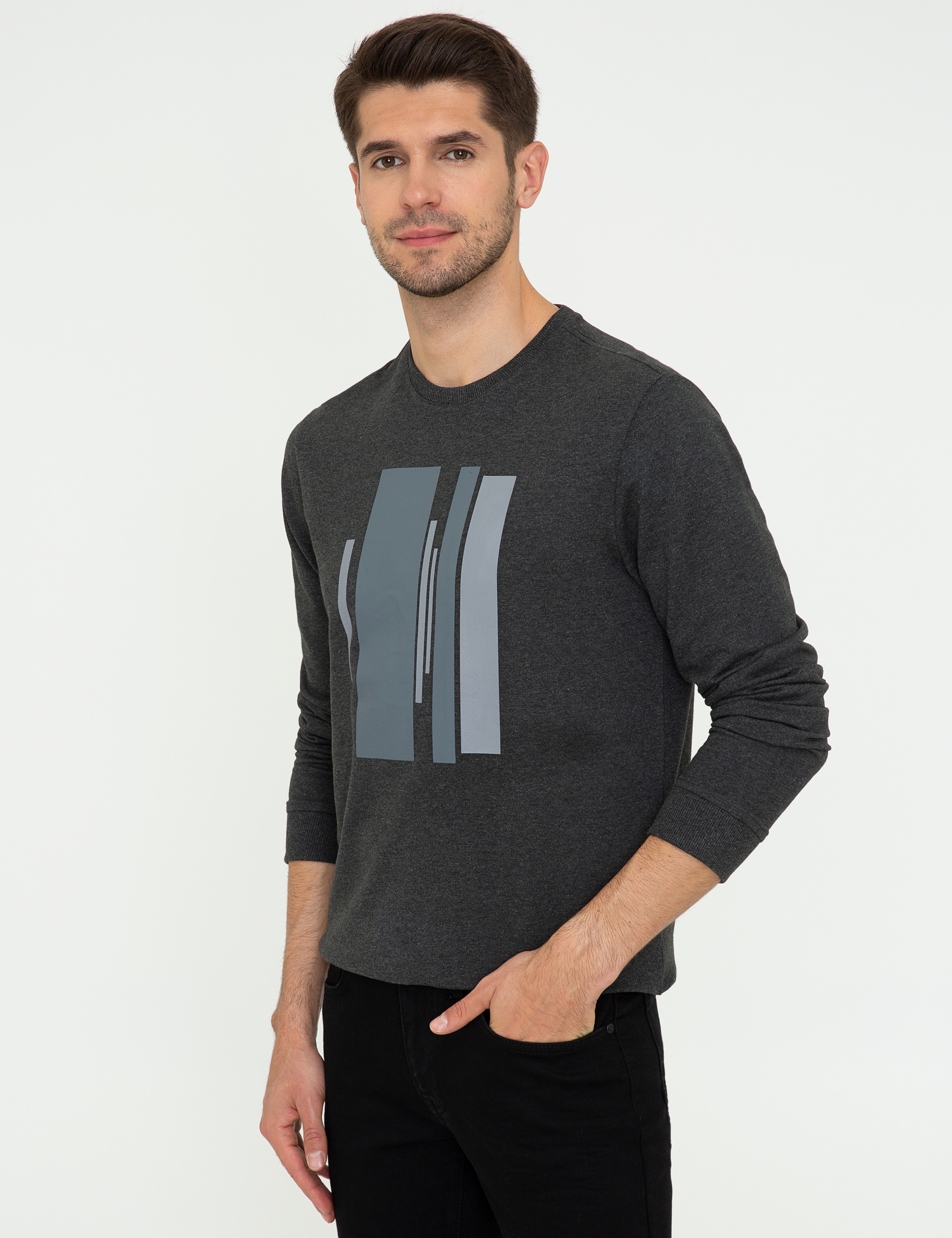 Antrasit Melanj Standart Fit Sweatshirt - Image 3