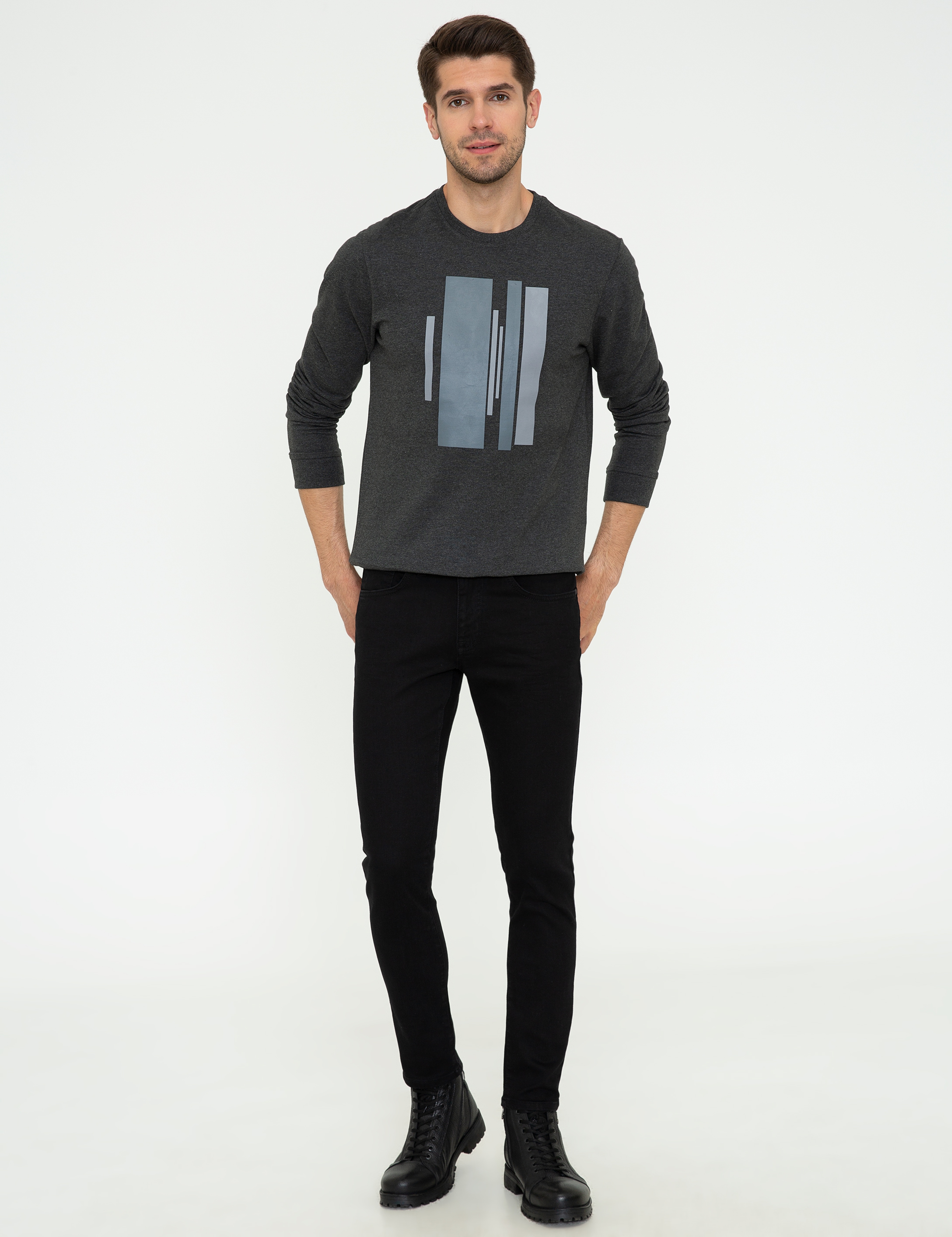 Antrasit Melanj Standart Fit Sweatshirt - Image 5