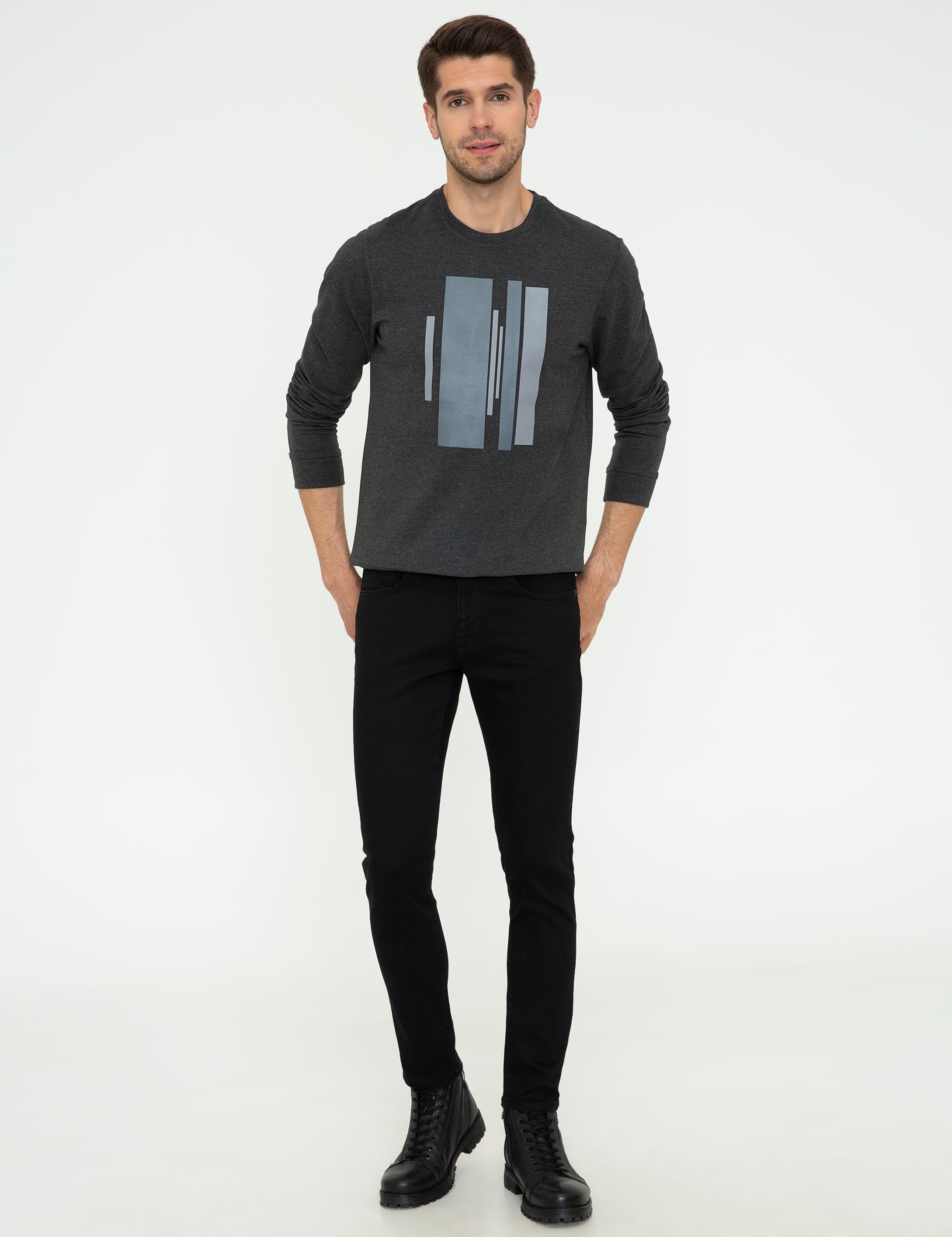 Antrasit Melanj Standart Fit Sweatshirt