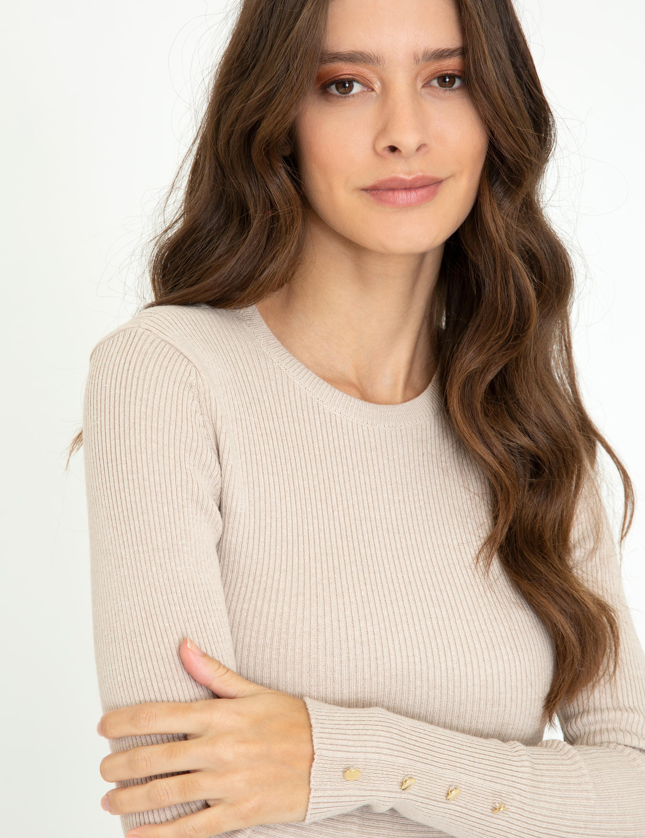 Krem Melanj Slim Fit Basic Kazak