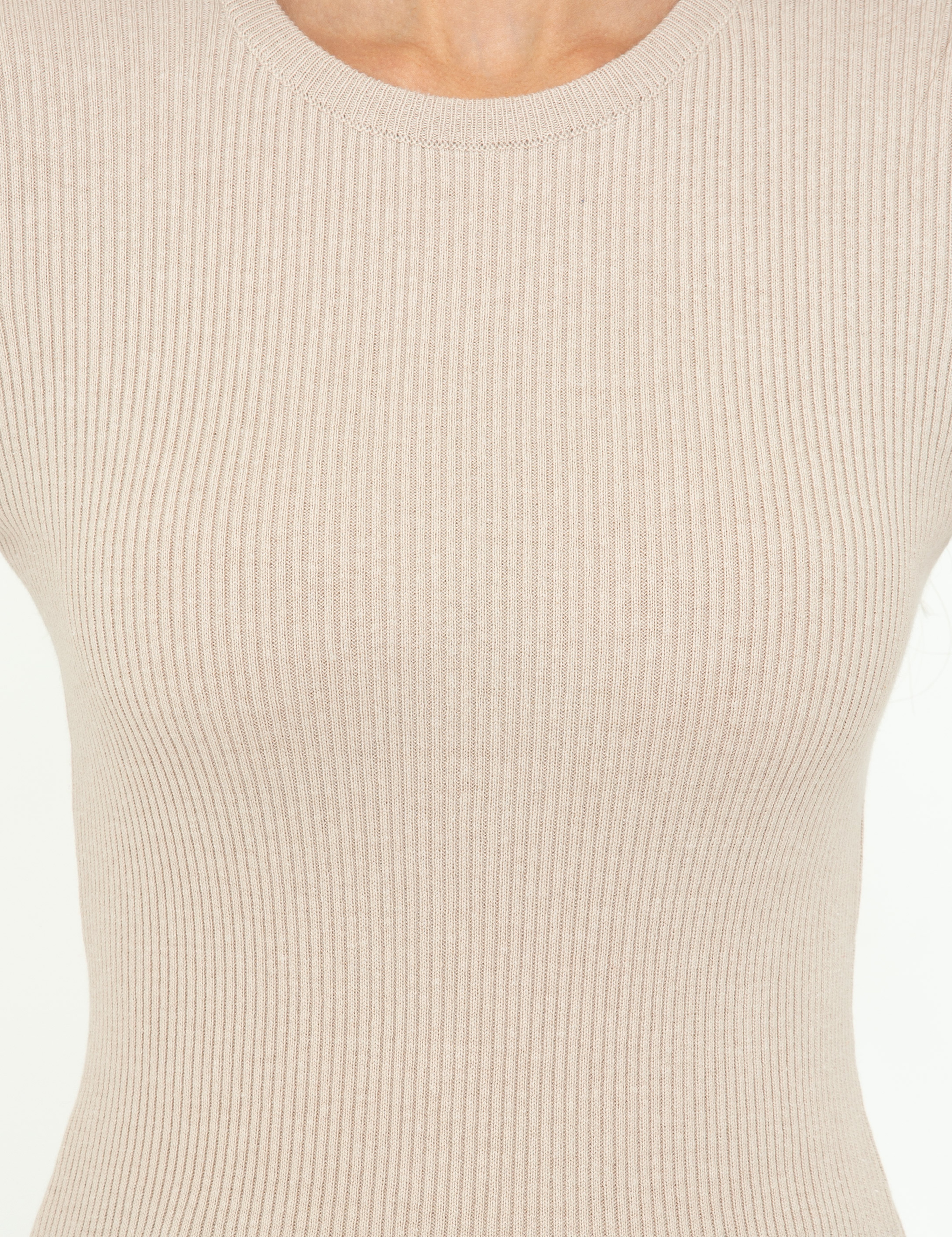 Krem Melanj Slim Fit Basic Kazak - Image 6