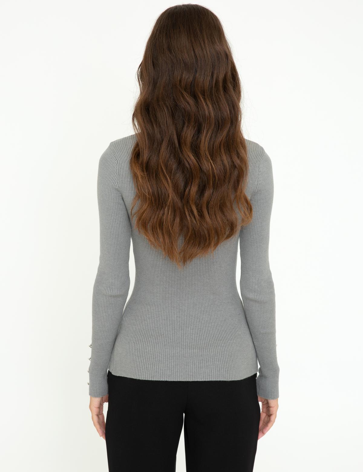 Gri Melanj Slim Fit Basic Kazak - 50244945036