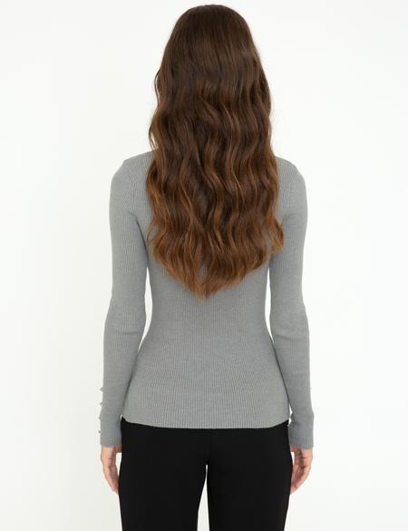 Gri Melanj Slim Fit Basic Kazak - 50244945036