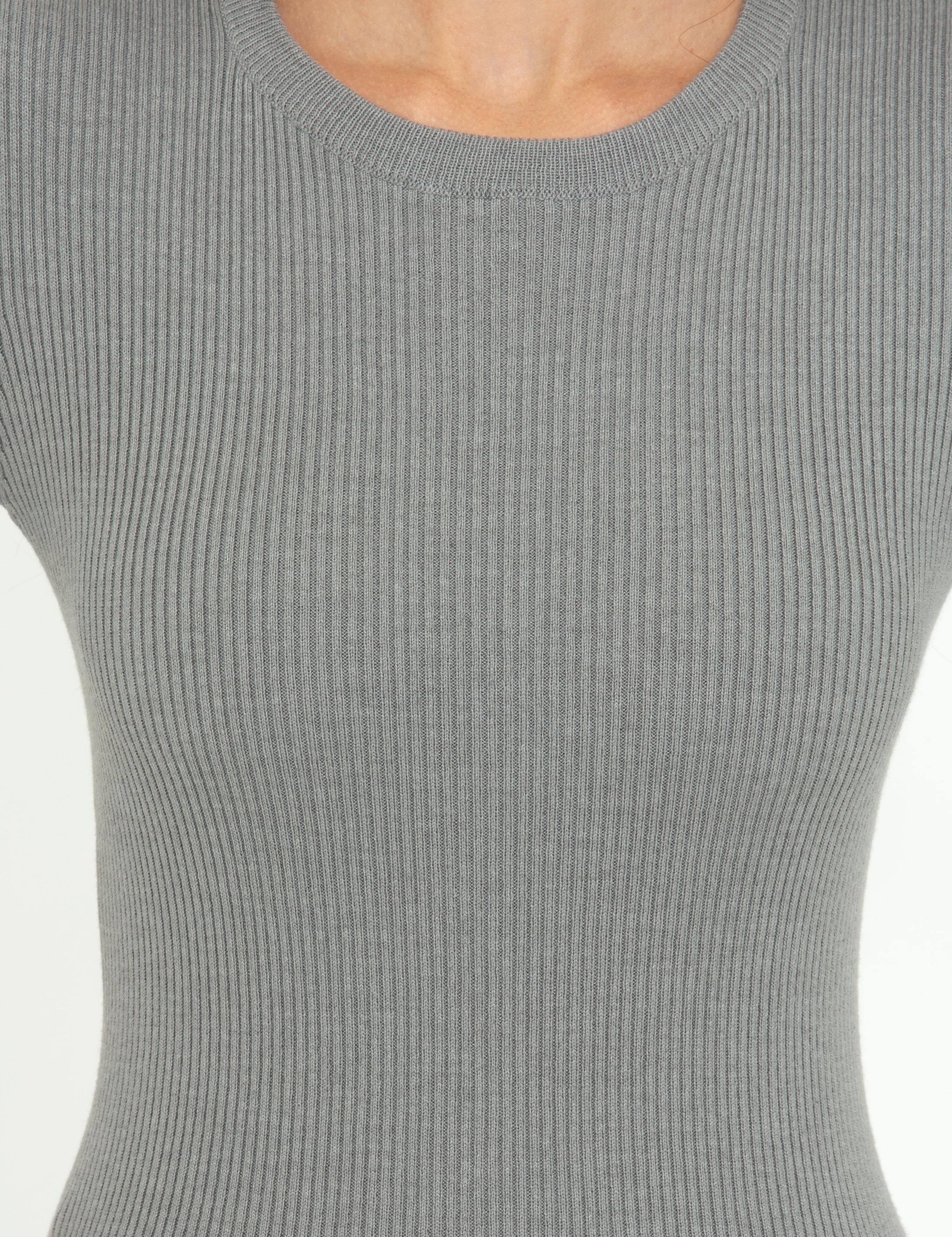 Gri Melanj Slim Fit Basic Kazak