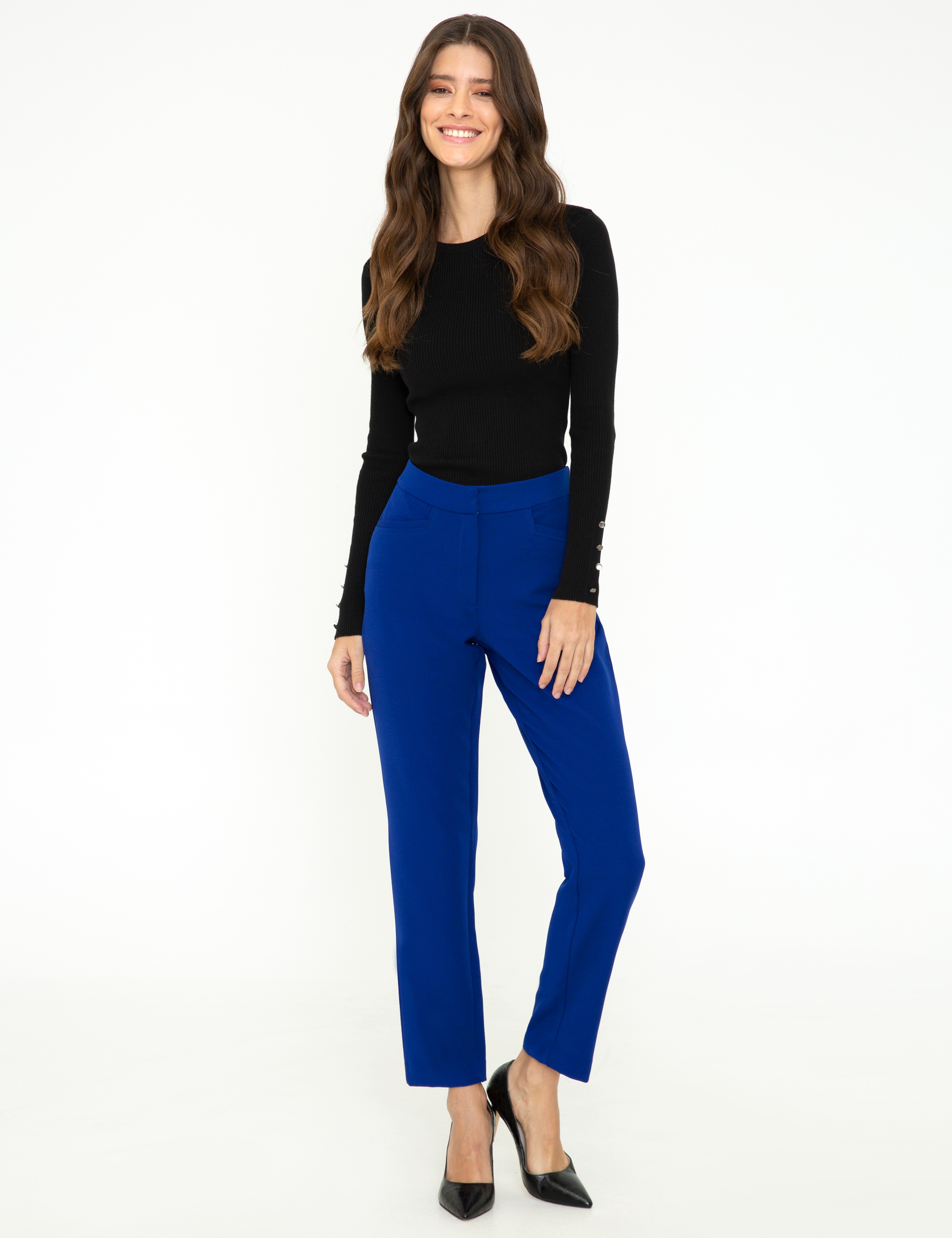Siyah Slim Fit Basic Kazak - Image 5