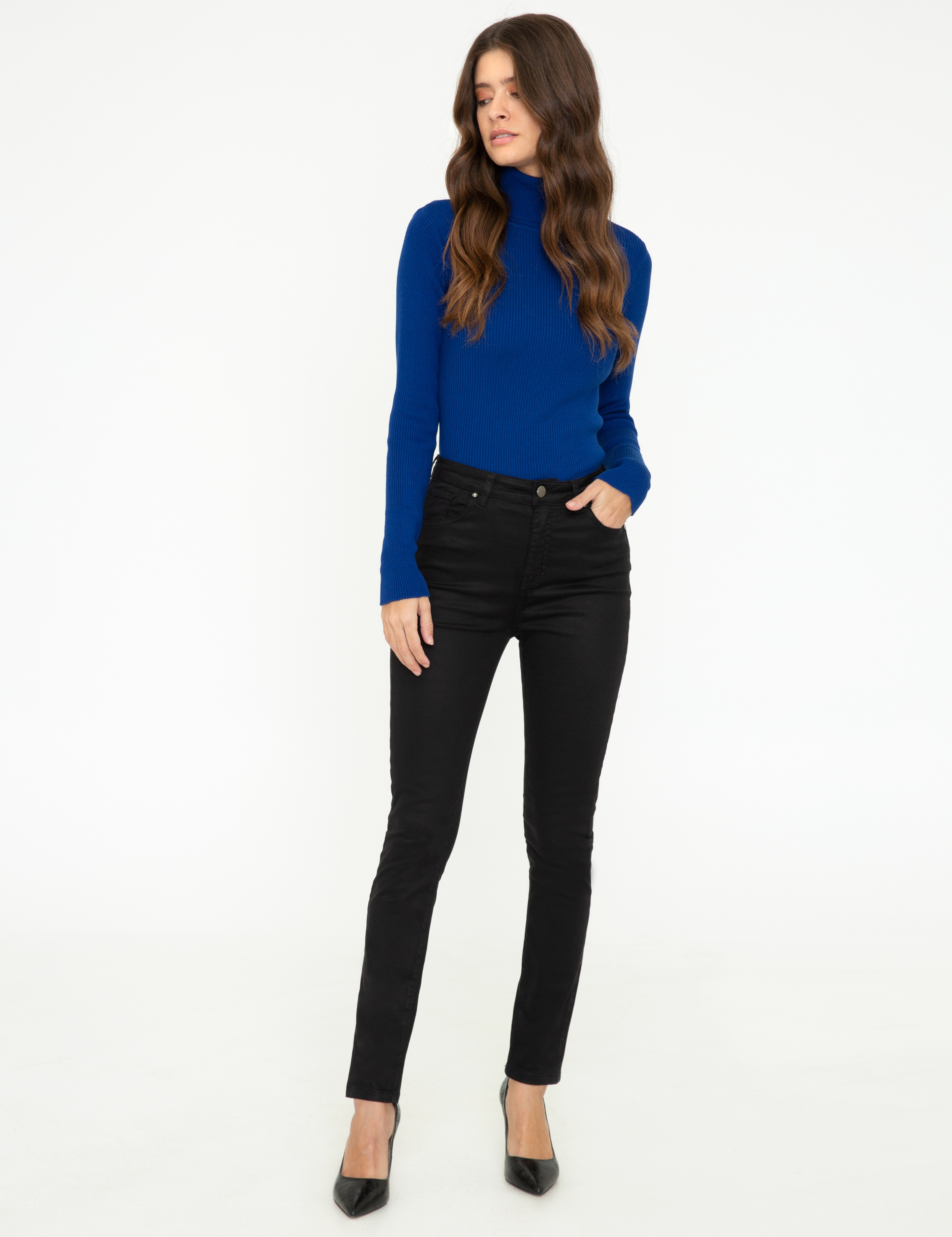 Siyah Skinny Fit Kanvas Pantolon - Image 1