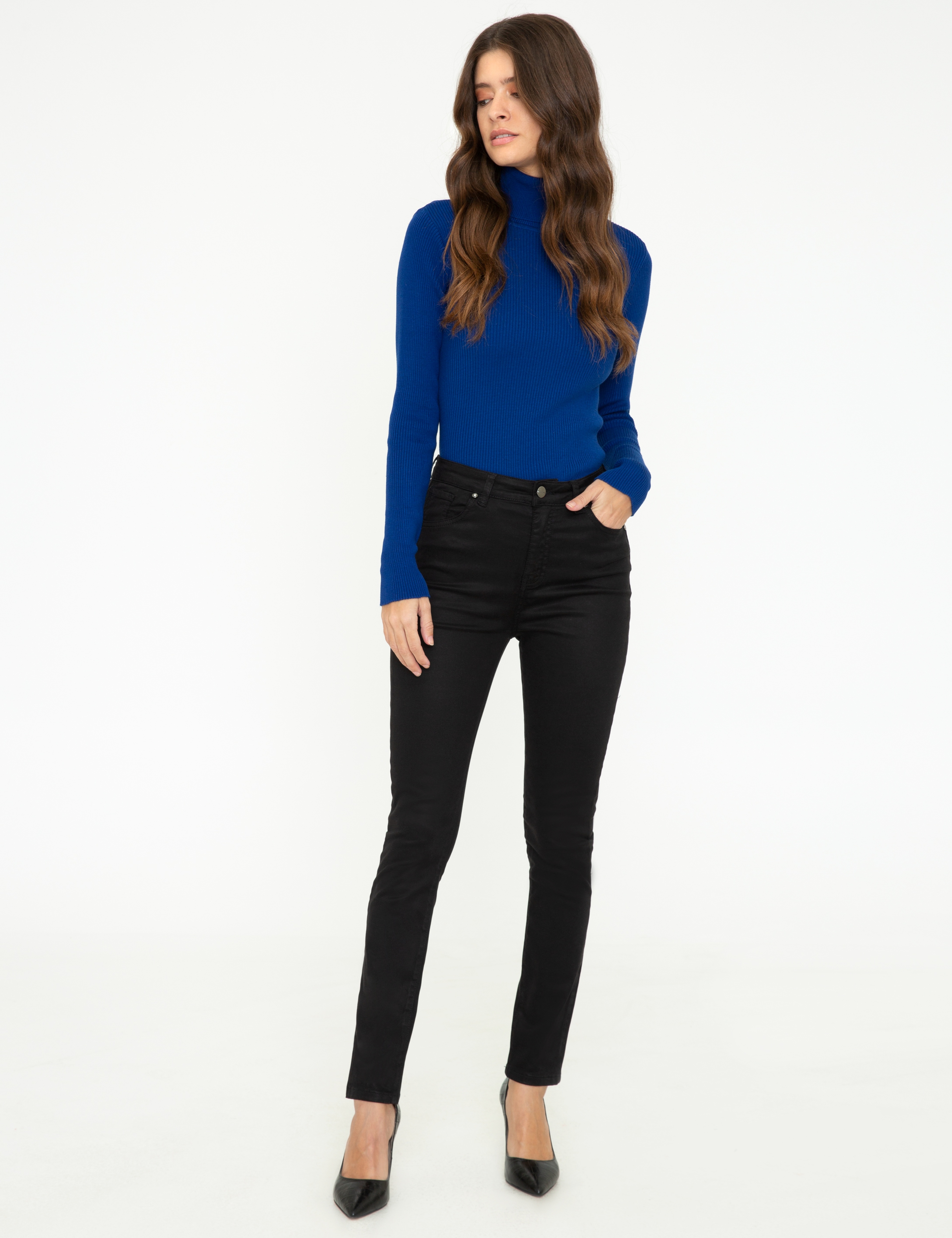 Siyah Skinny Fit Kanvas Pantolon