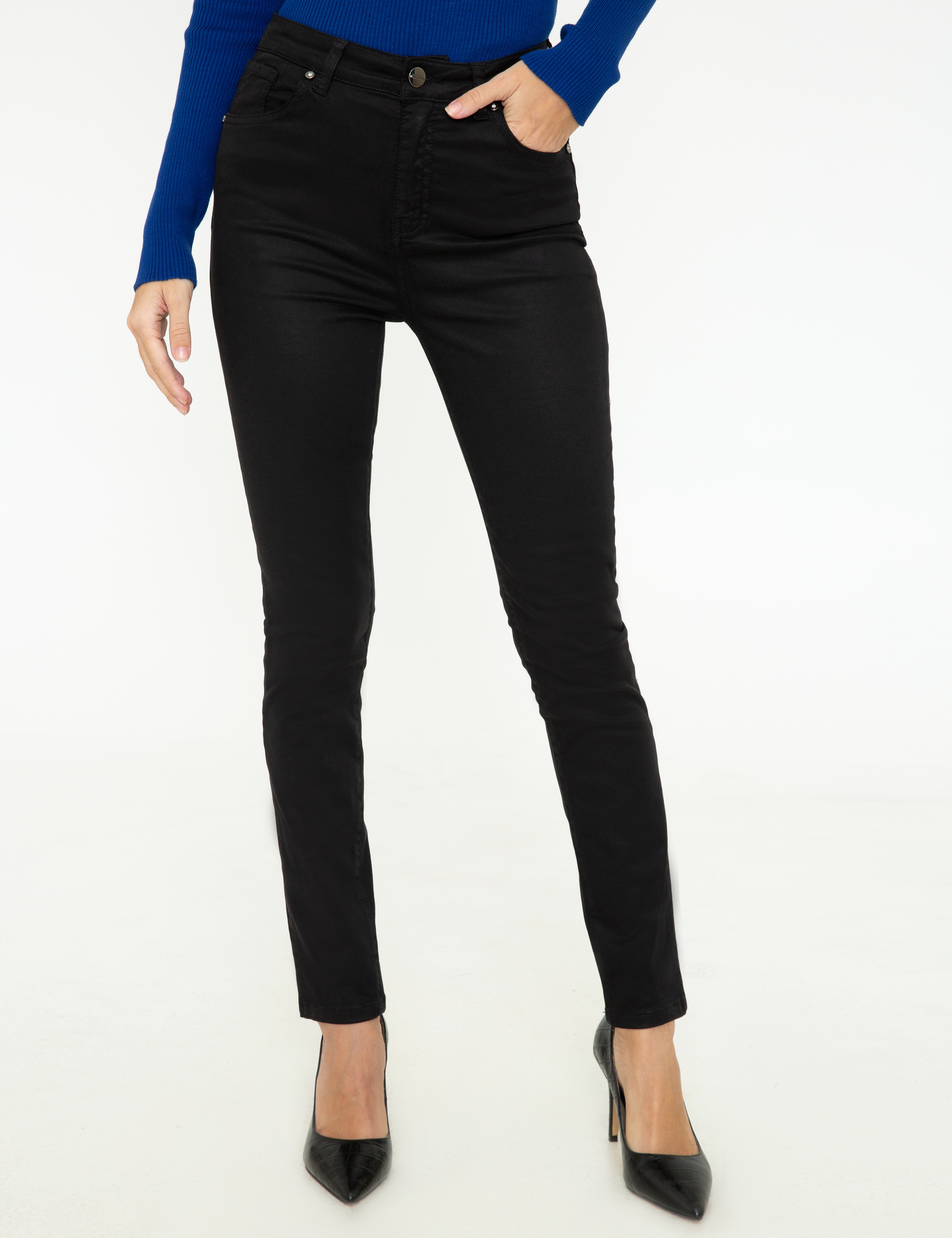 Siyah Skinny Fit Kanvas Pantolon - Image 2