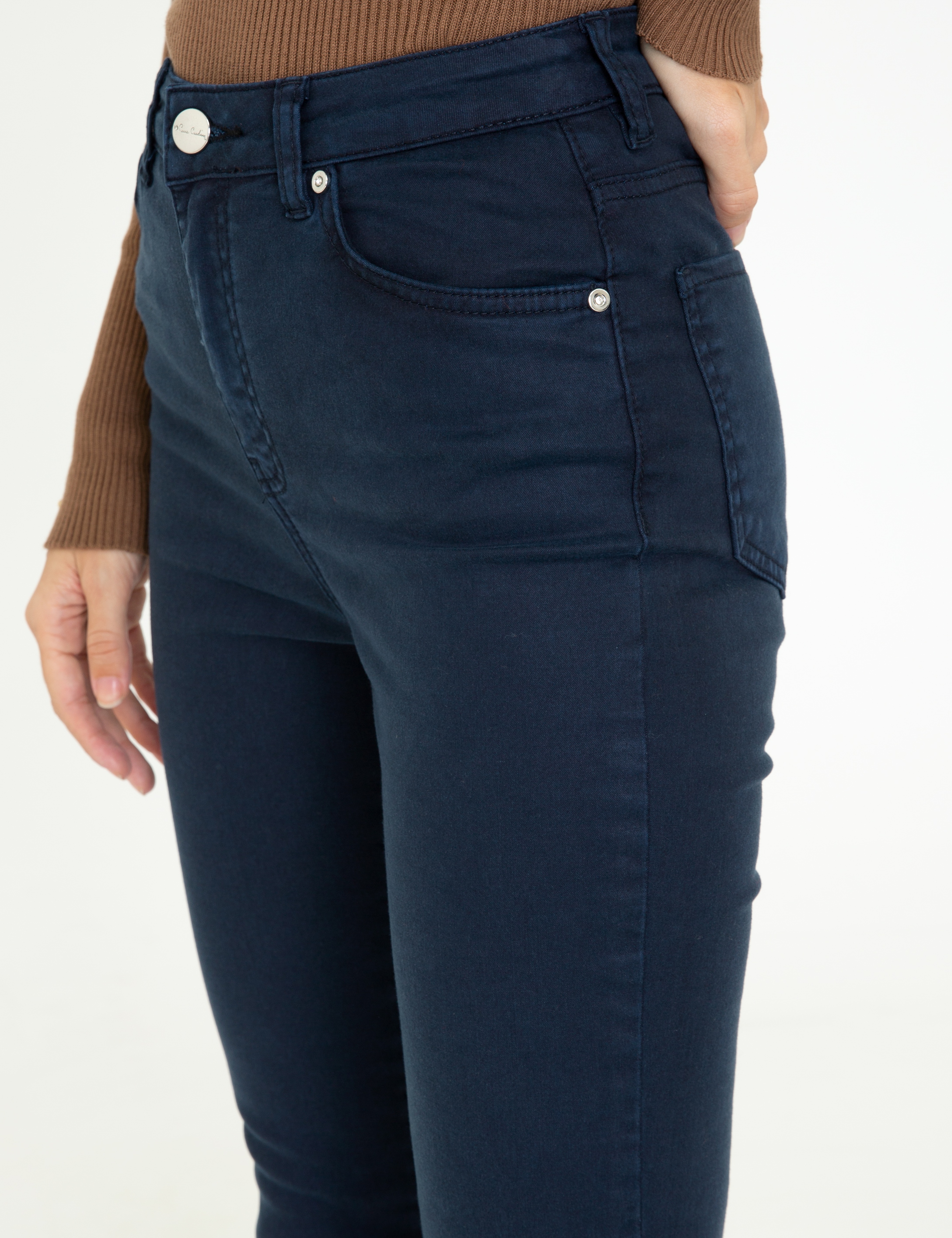 Lacivert Skinny Fit Kanvas Pantolon - Image 5
