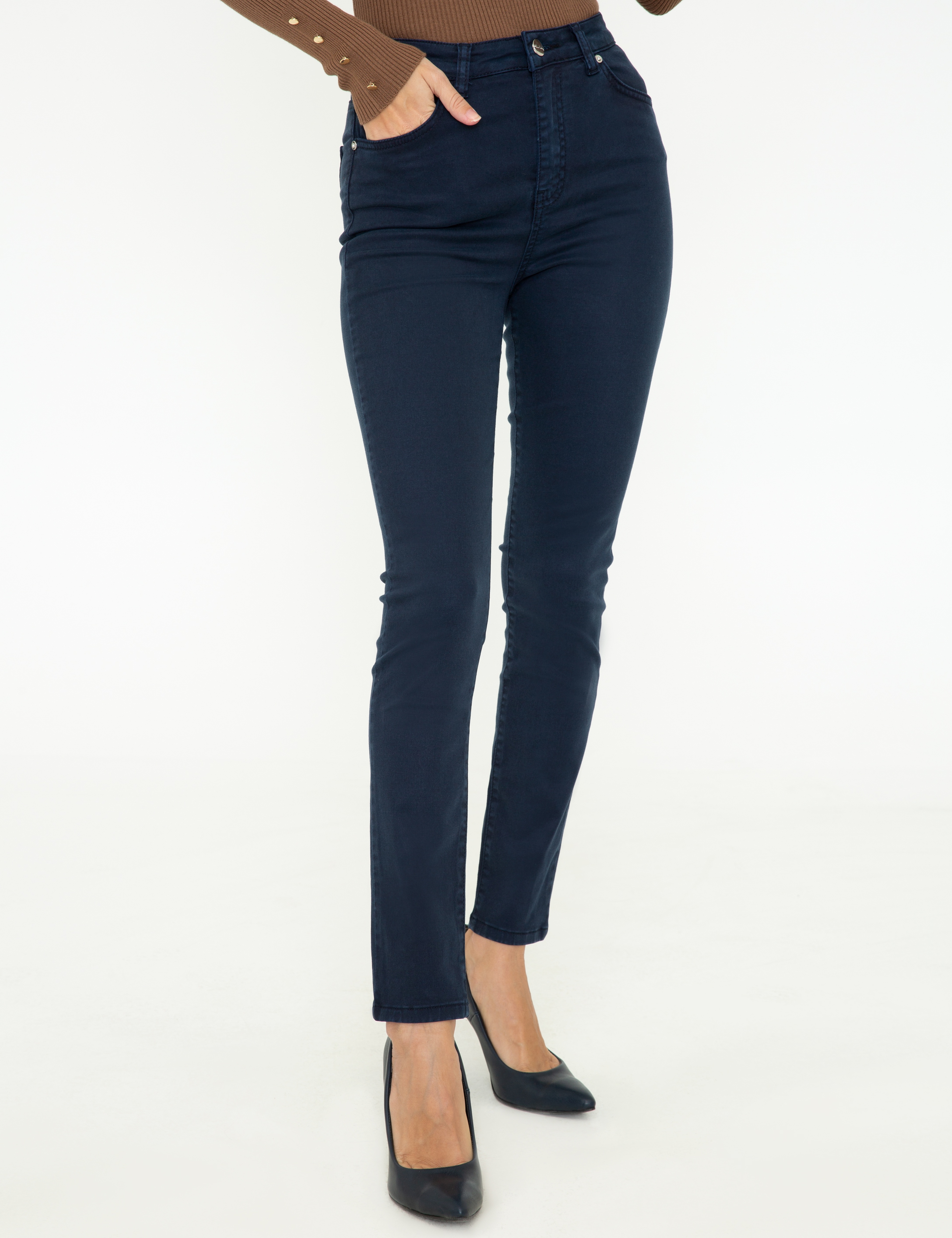 Lacivert Skinny Fit Kanvas Pantolon - Image 2