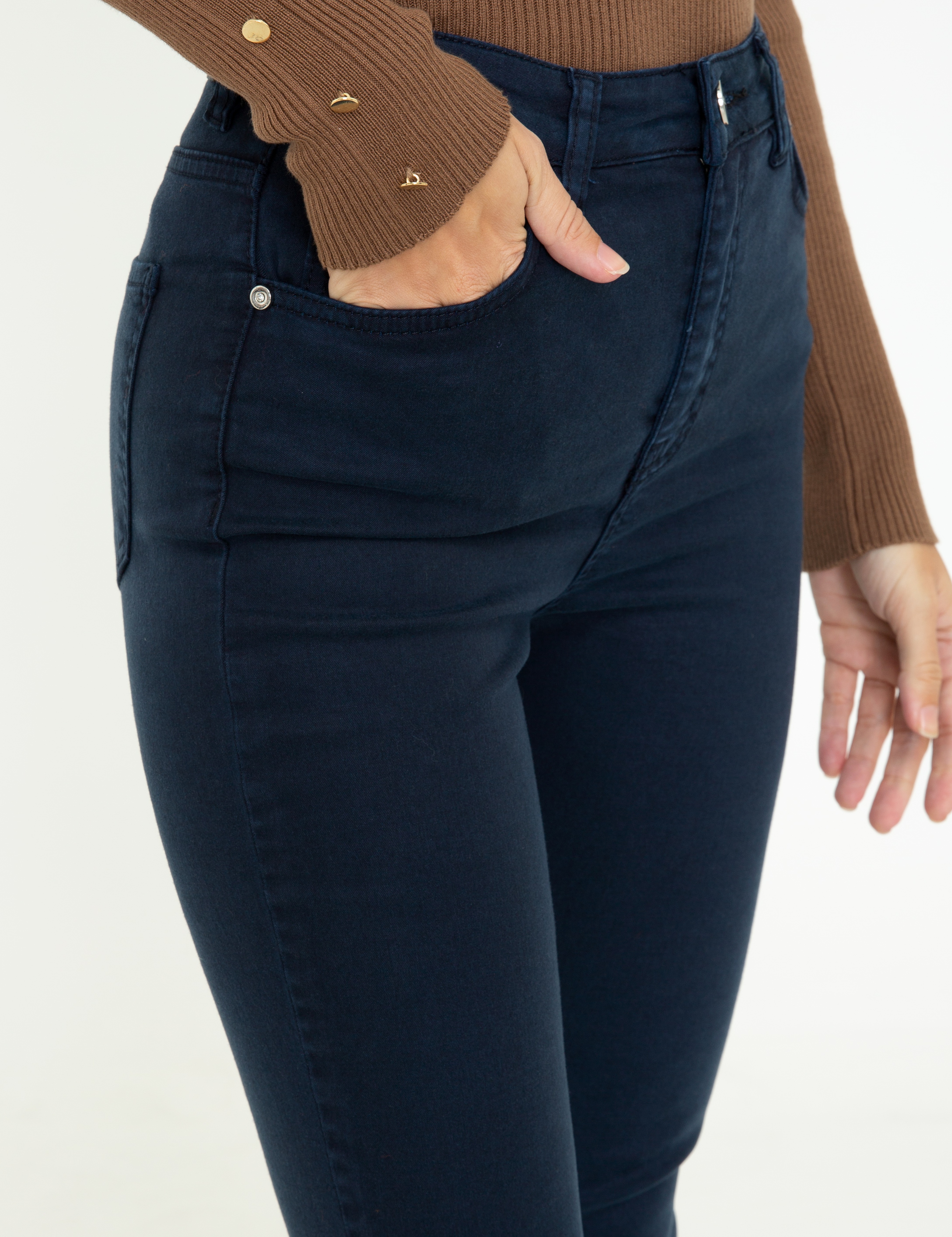 Lacivert Skinny Fit Kanvas Pantolon - Image 4