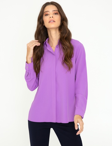 Lila Comfort Fit Uzun Kollu Gömlek