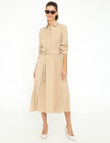 Bej Dokuma Elbise - 50244508011