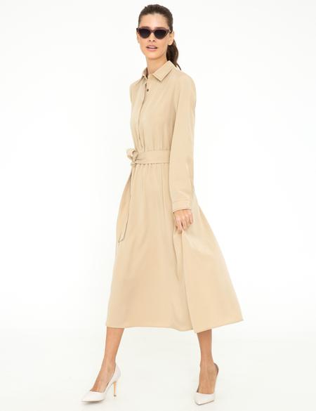 Bej Dokuma Elbise - 50244508011