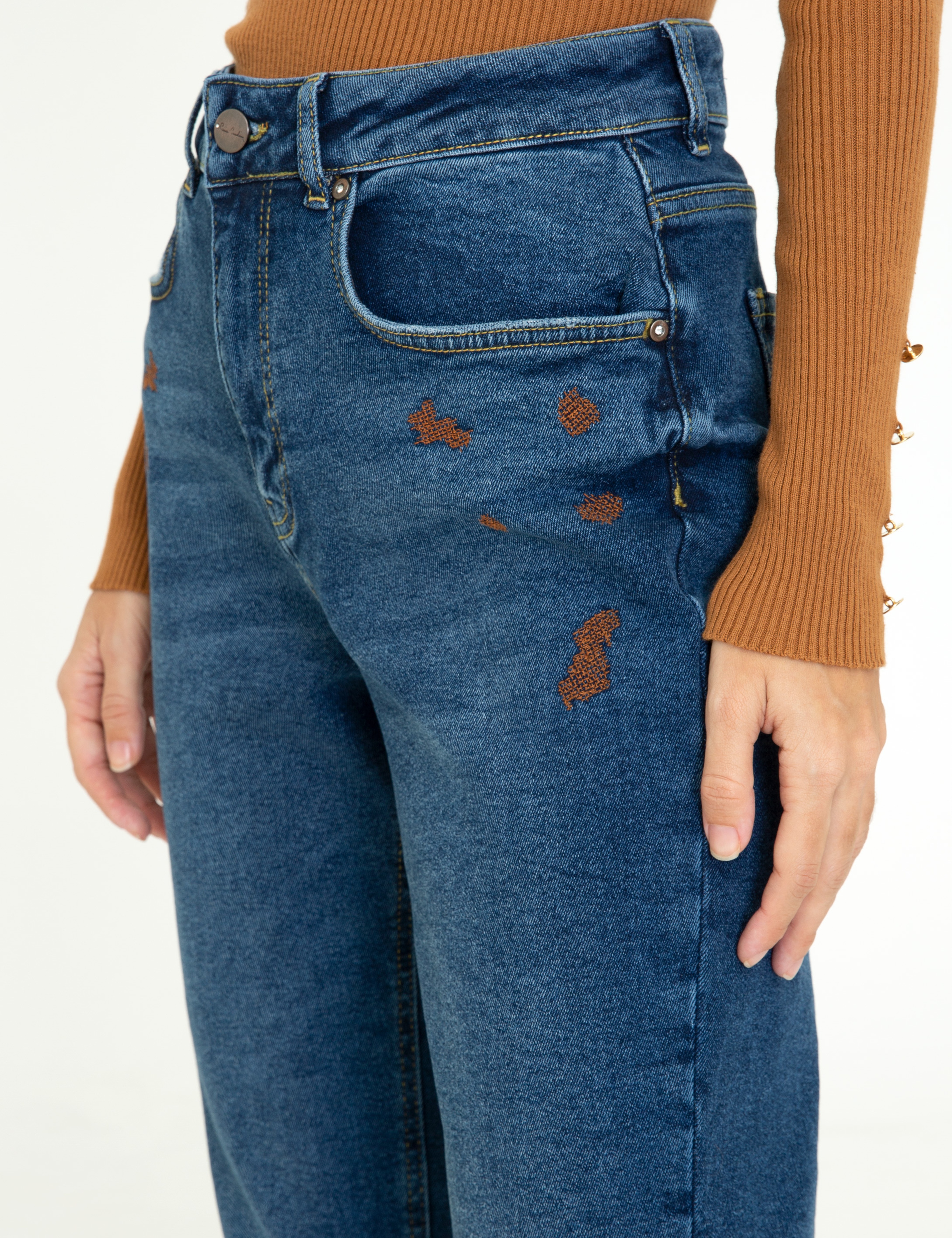 İndigo Mom Fit Jean Pantolon - Image 5