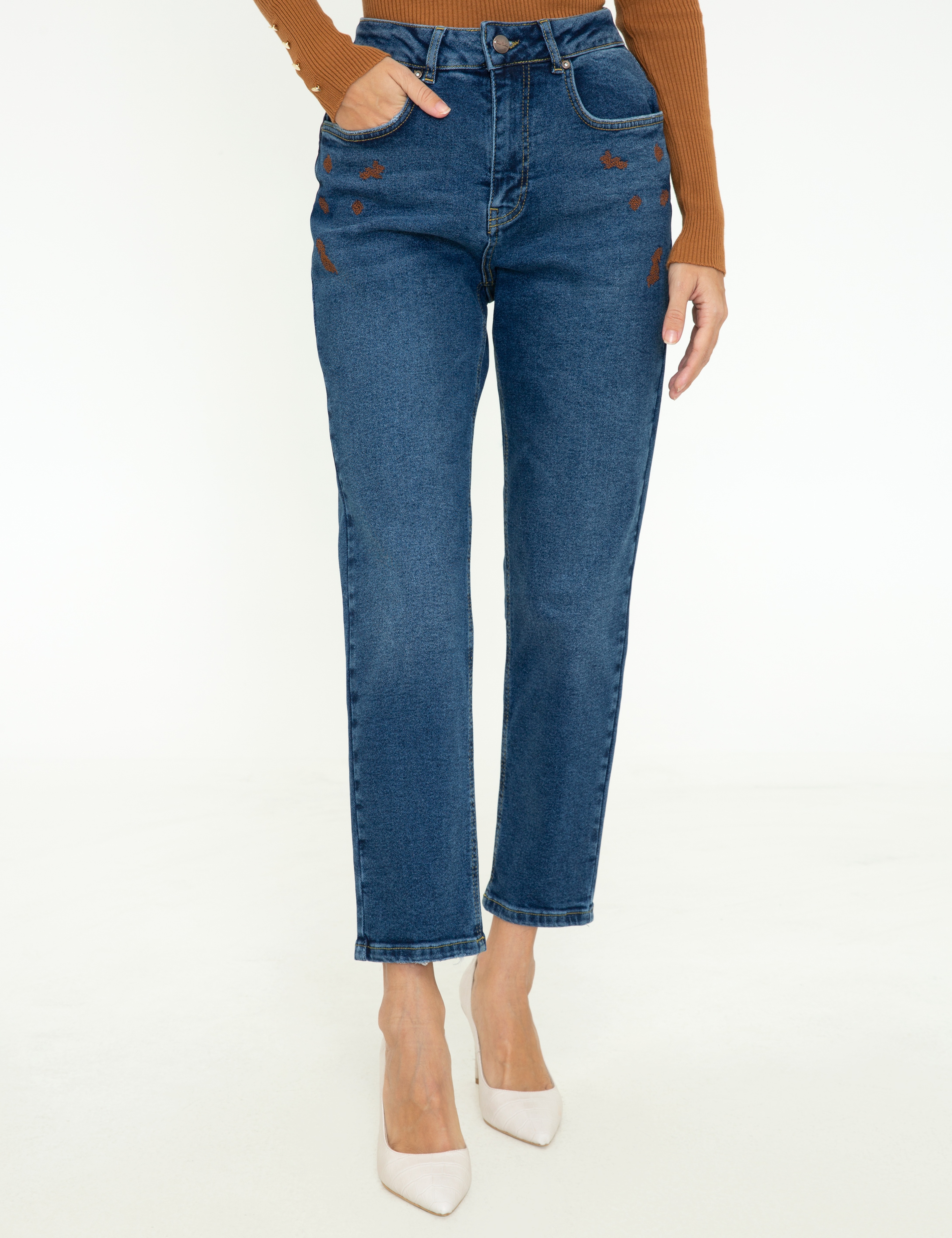 İndigo Mom Fit Jean Pantolon - Image 2