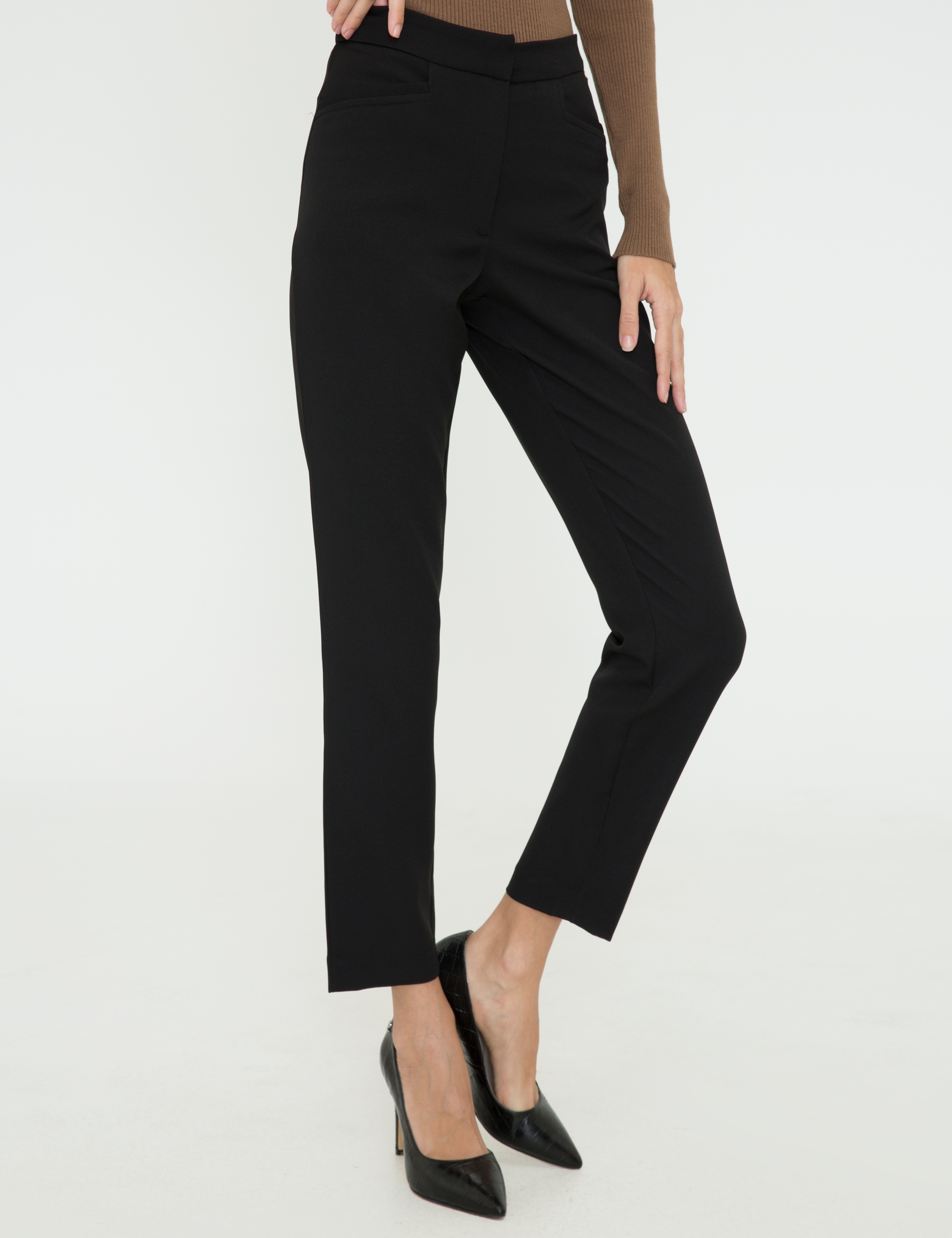 Siyah Slim Fit Kumaş Pantolon - Image 5