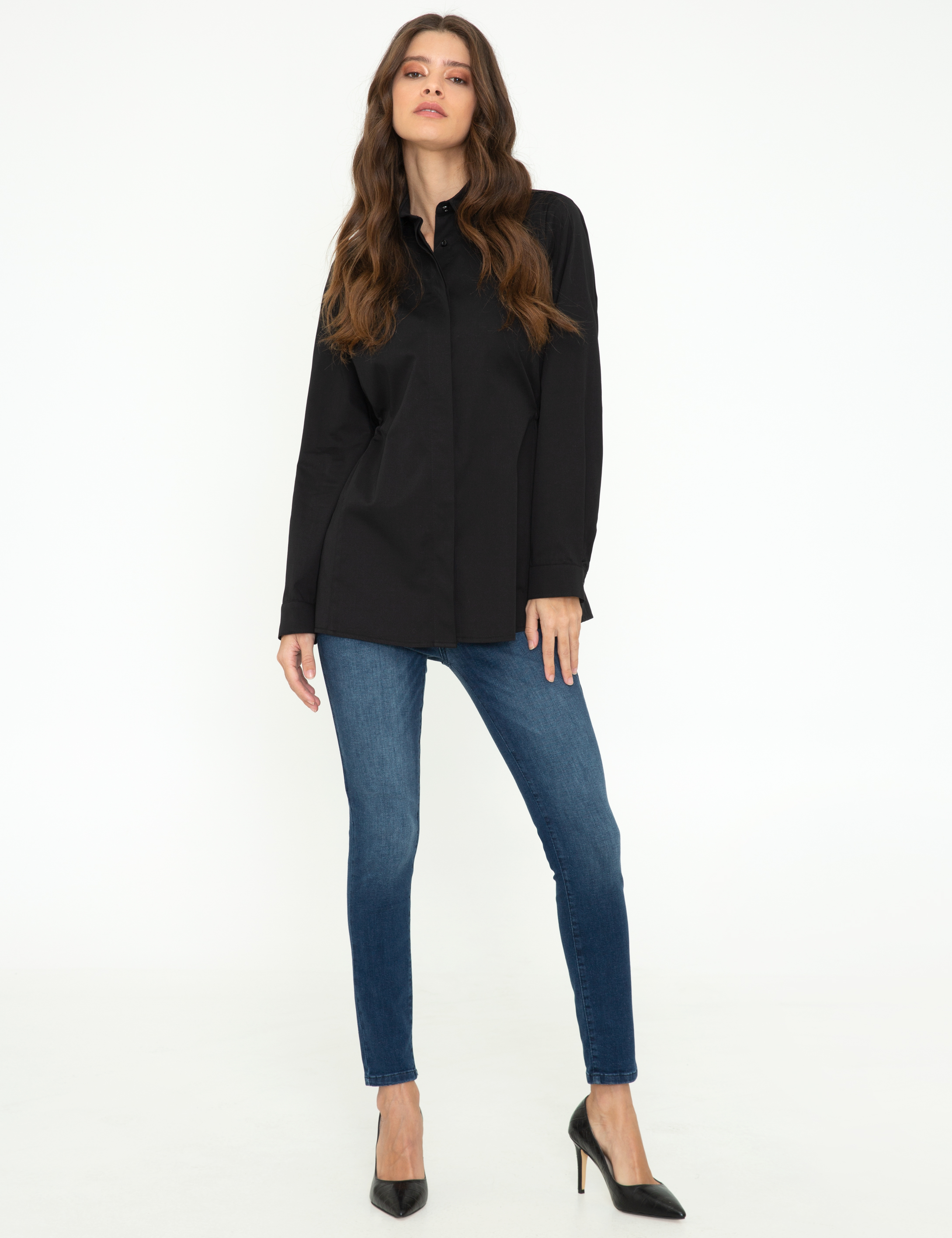 Siyah Comfort Fit Uzun Kollu Gömlek