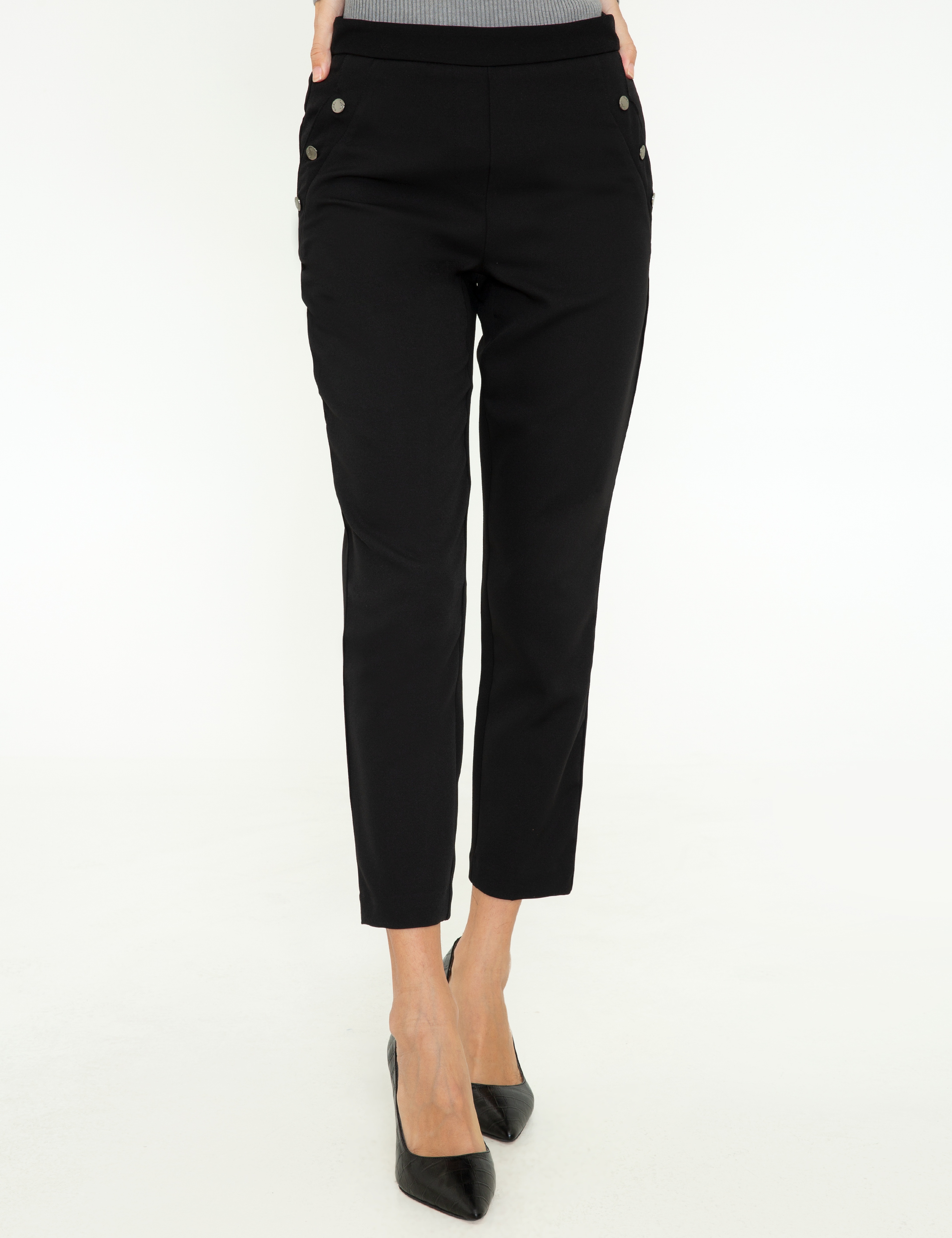 Siyah Slim Fit Kumaş Pantolon - Image 5