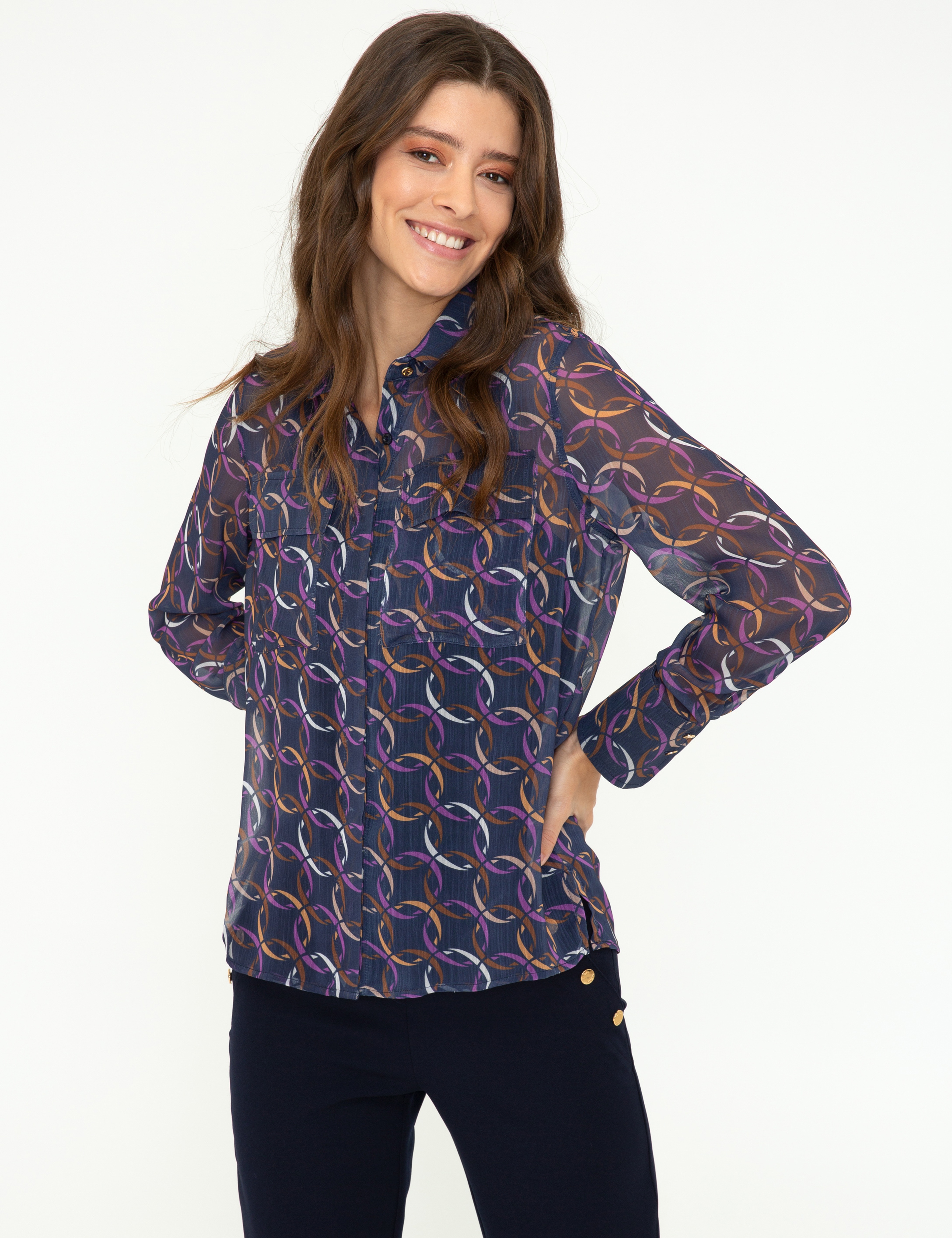 Lacivert Comfort Fit Uzun Kollu Gömlek - Image 3
