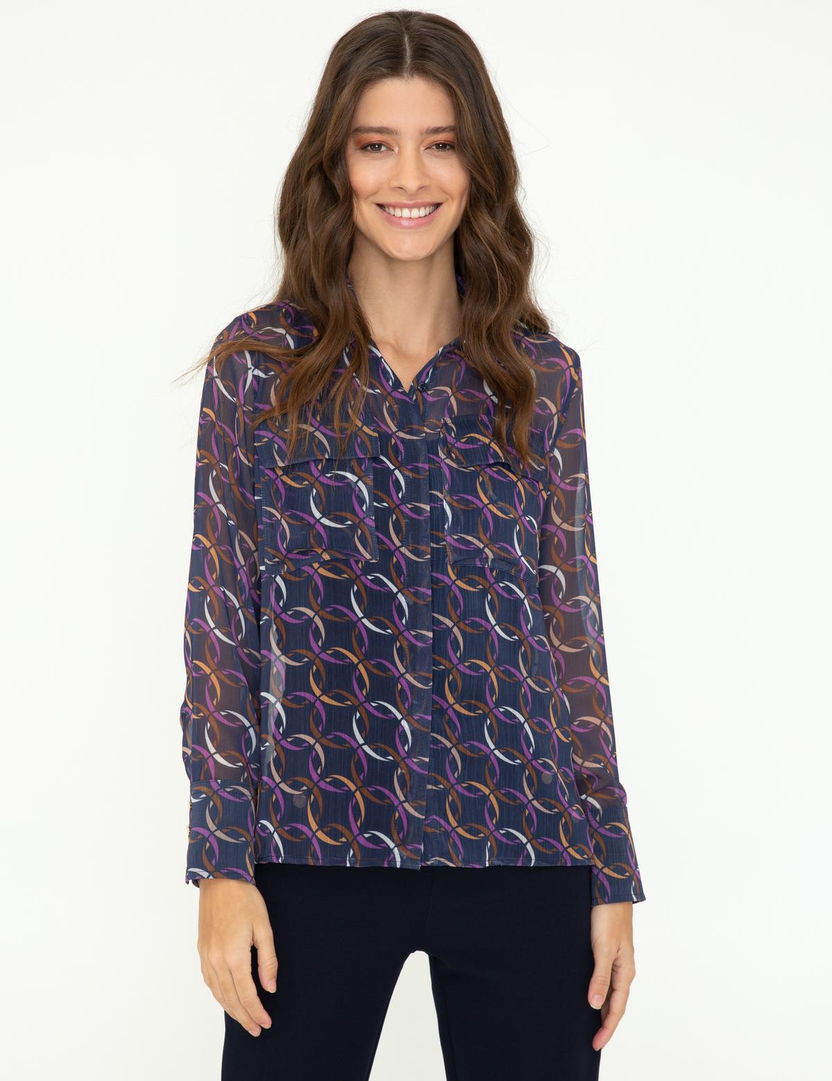 Lacivert Comfort Fit Uzun Kollu Gömlek