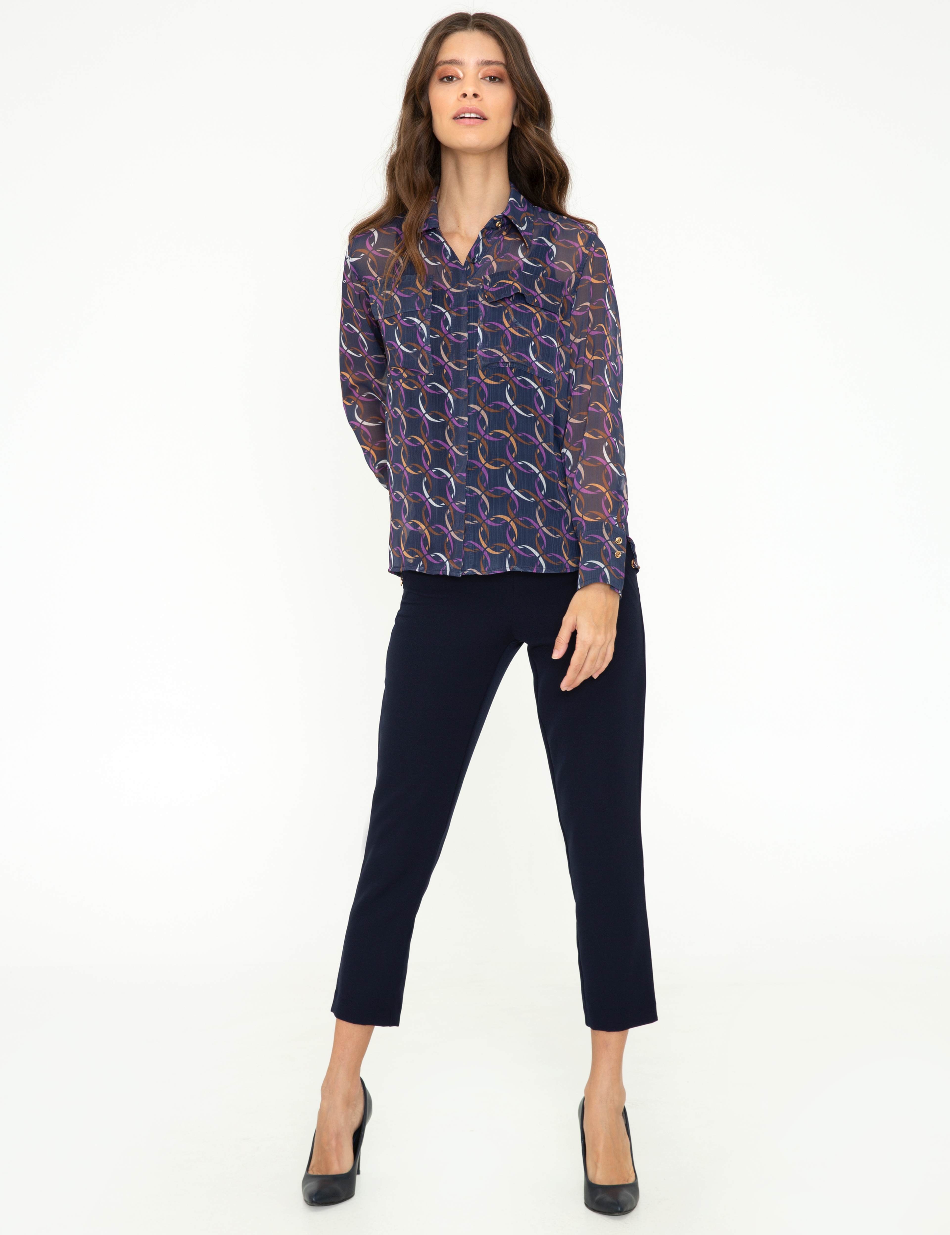 Lacivert Comfort Fit Uzun Kollu Gömlek - Image 5