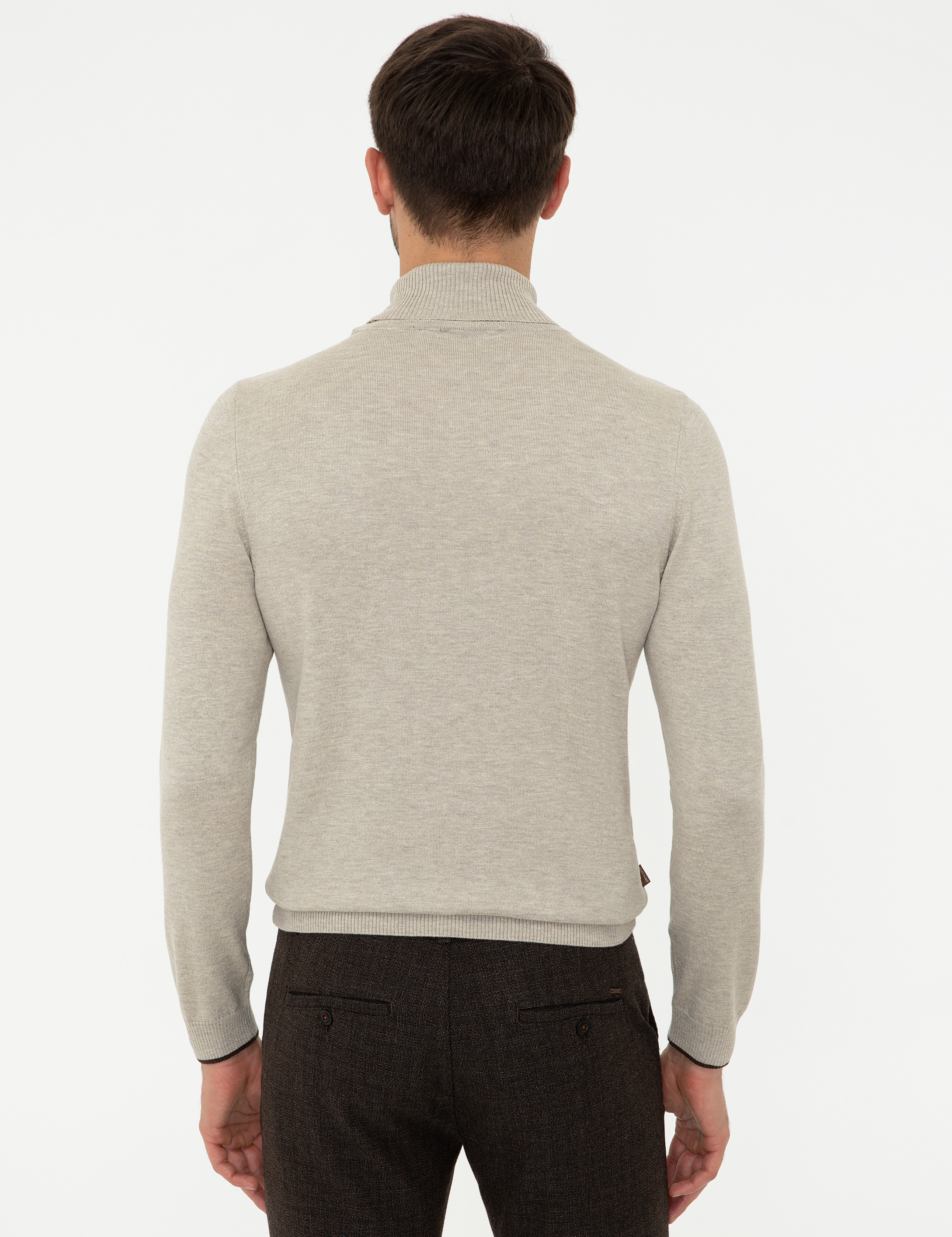 Kum Melanj Slim Fit Basic Triko Kazak - Image 4