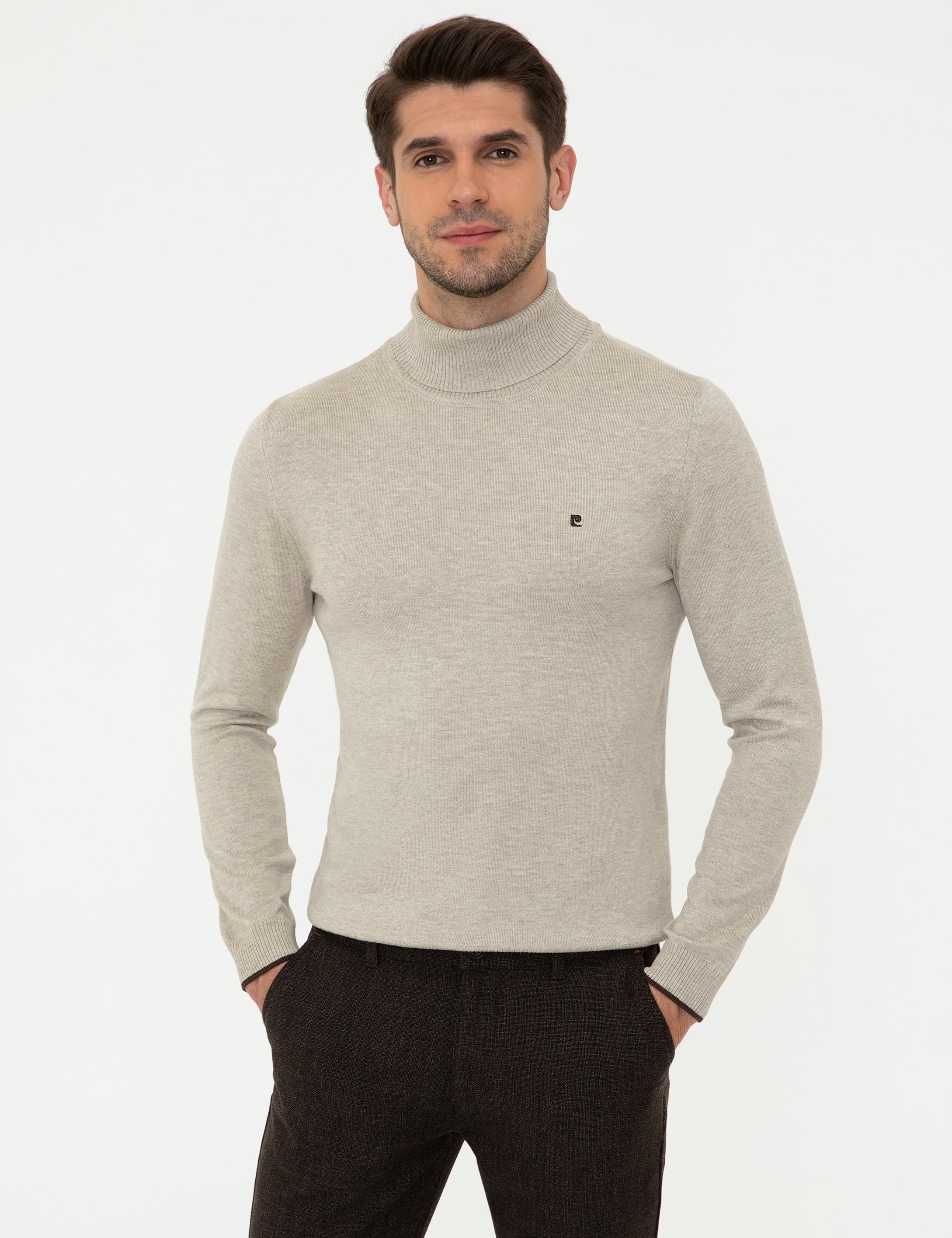 Kum Melanj Slim Fit Basic Triko Kazak
