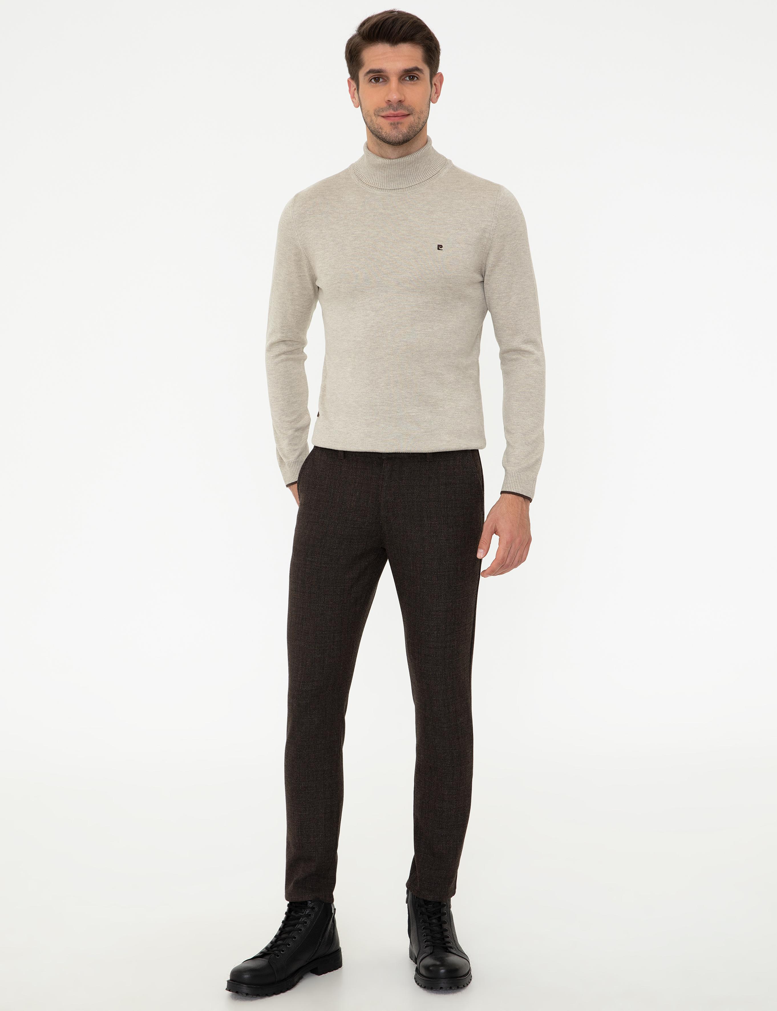 Kum Melanj Slim Fit Basic Triko Kazak