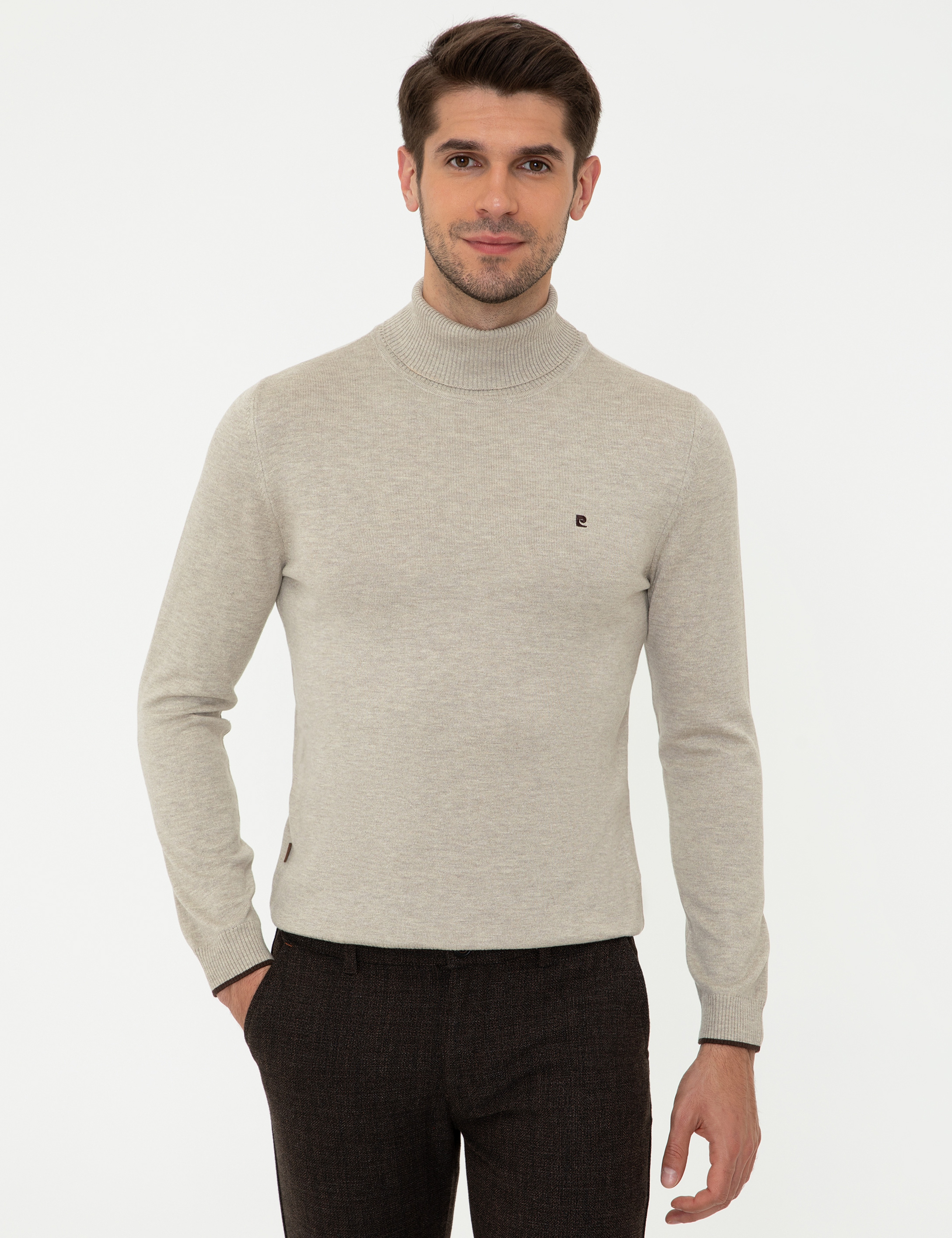 Kum Melanj Slim Fit Basic Triko Kazak - Image 1