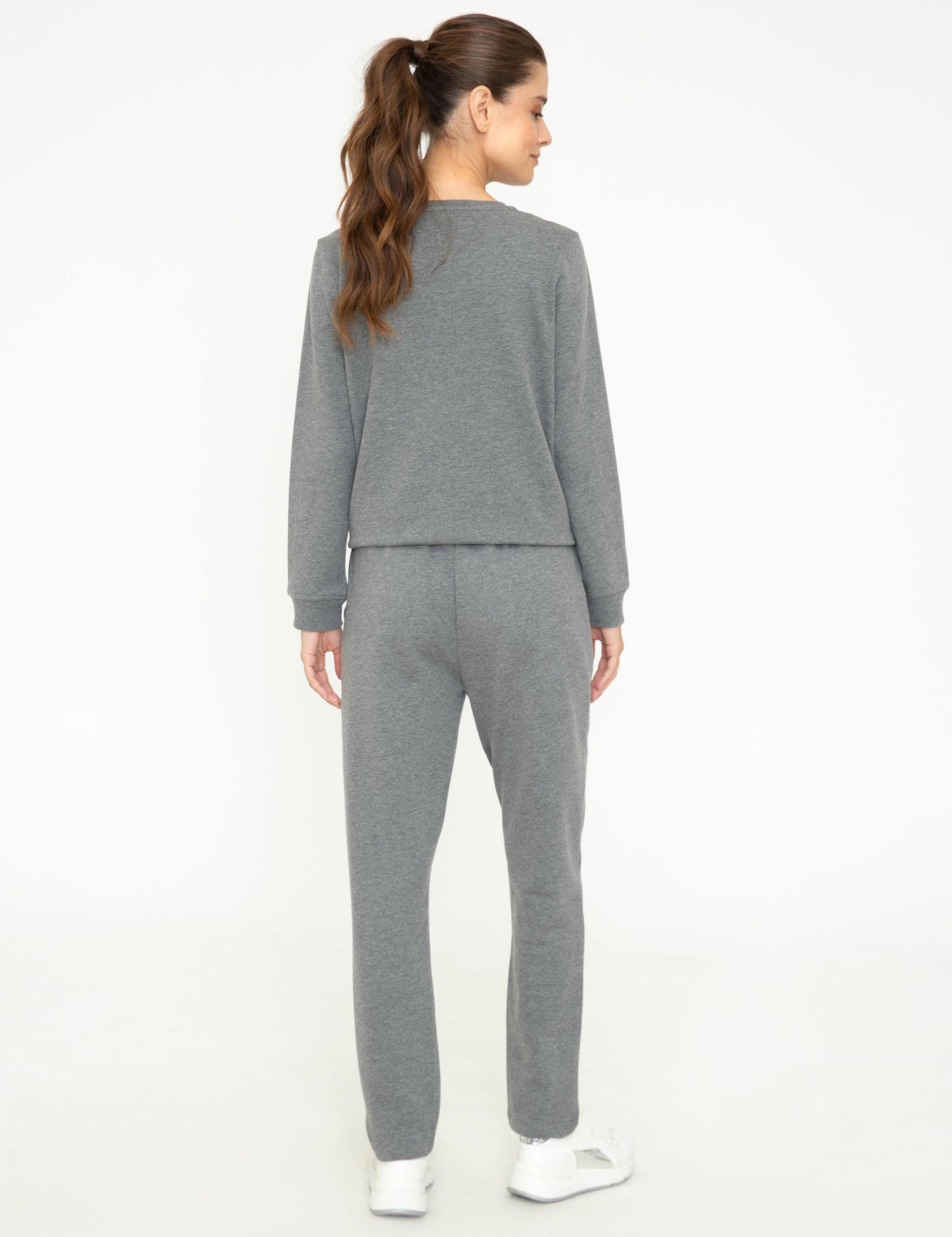 Gri Melanj Slim Fit Eşofman Altı