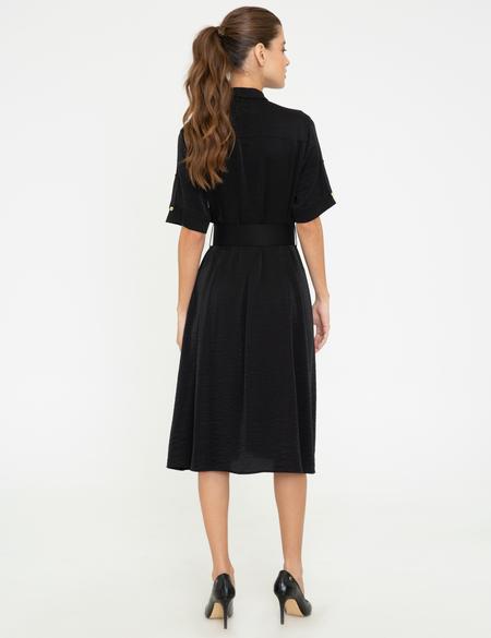 Siyah Dokuma Elbise - 50244941006