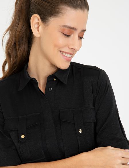 Siyah Dokuma Elbise - 50244941006