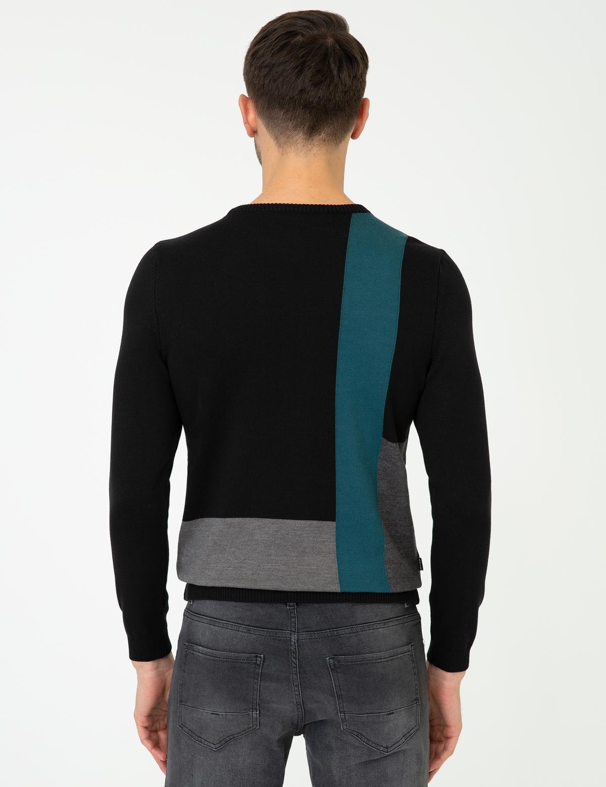Siyah Slim Fit Bisiklet Yaka Triko Kazak - 50240605004
